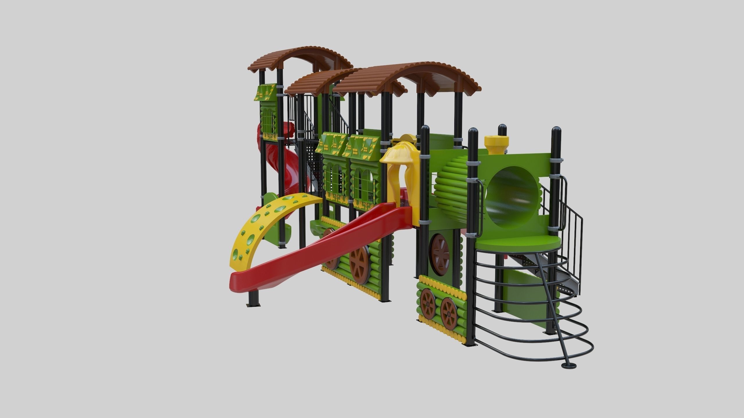  Train Style Playground 4 Low-poly 3D model_20