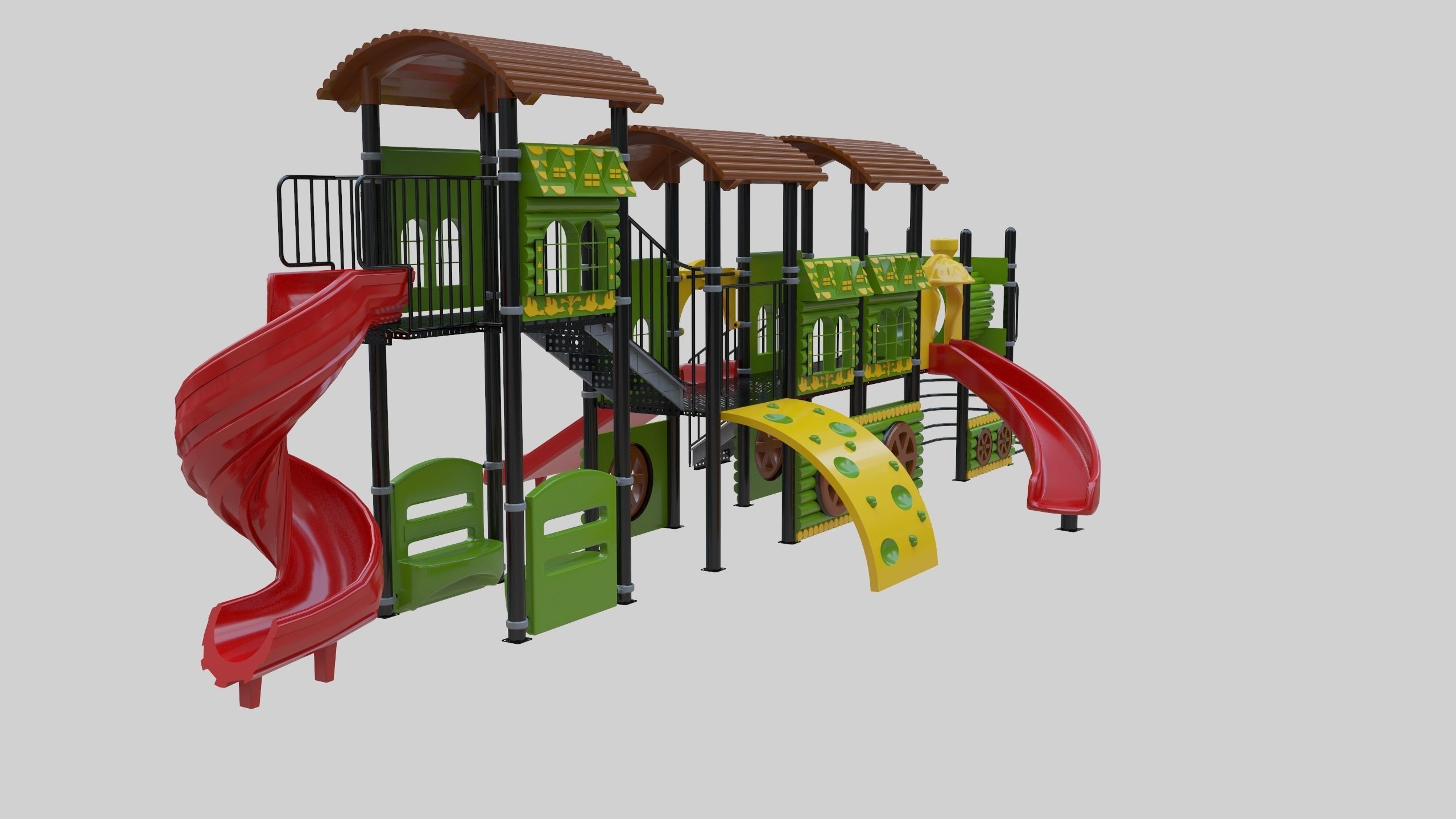  Train Style Playground 4 Low-poly 3D model_9