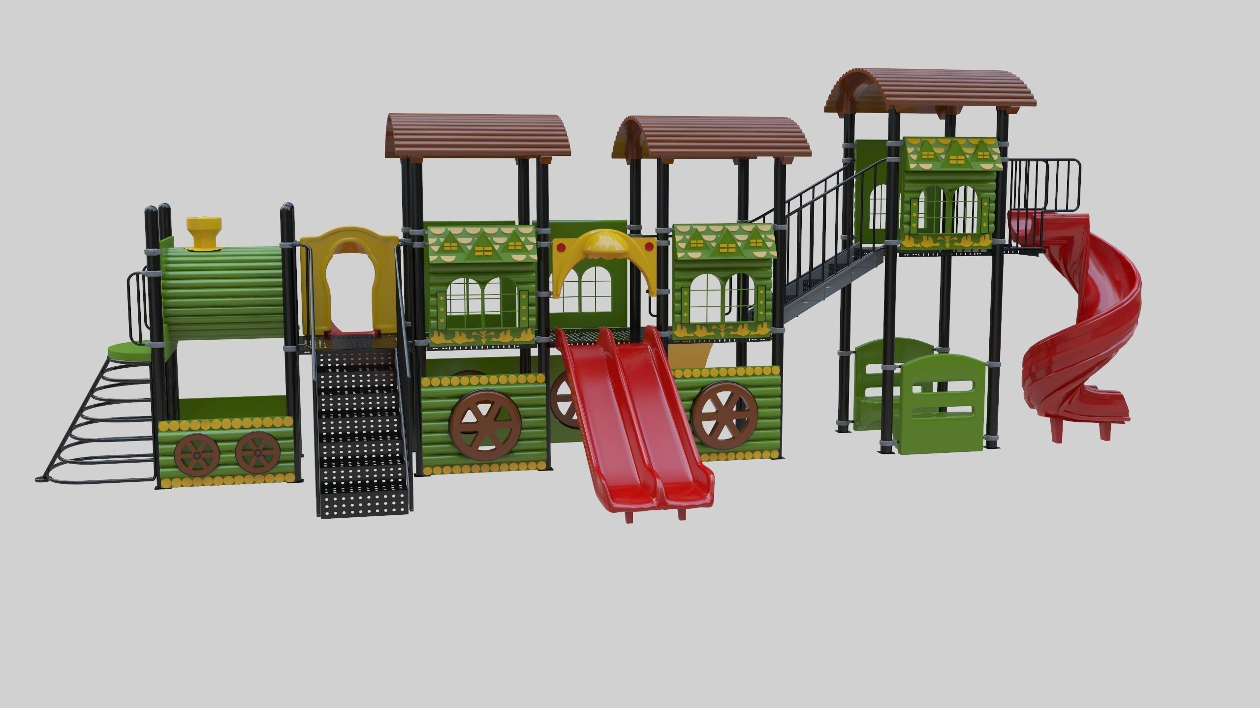  Train Style Playground 4 Low-poly 3D model_15