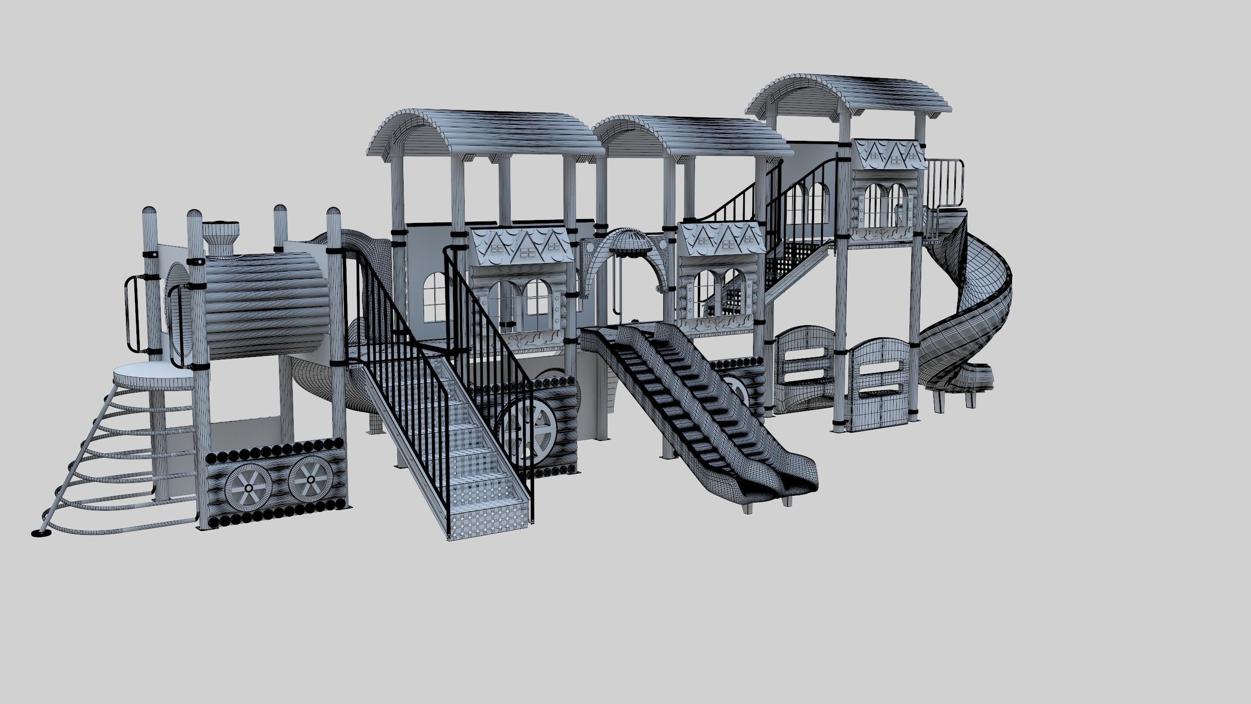  Train Style Playground 4 Low-poly 3D model_40
