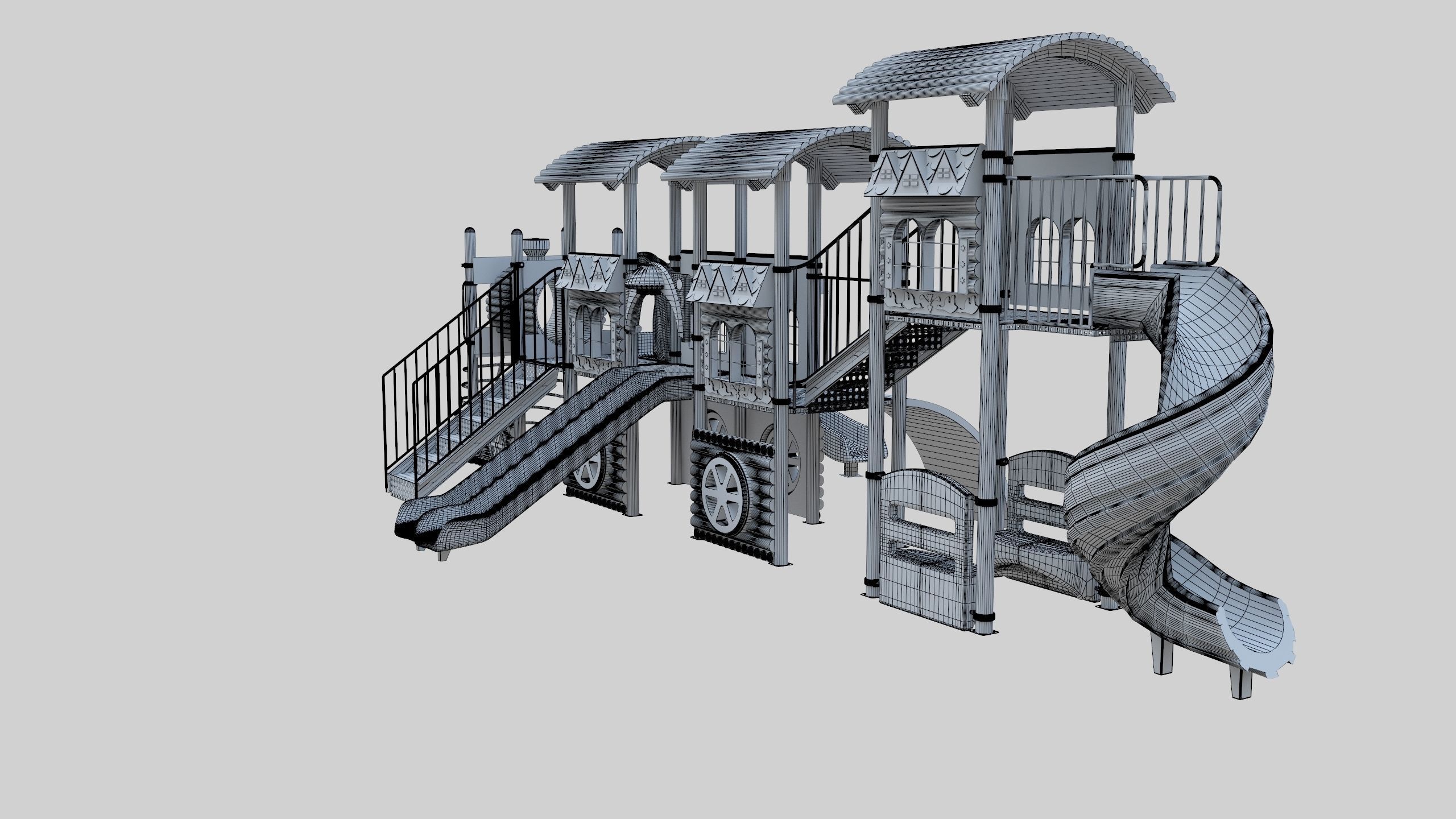  Train Style Playground 4 Low-poly 3D model_36