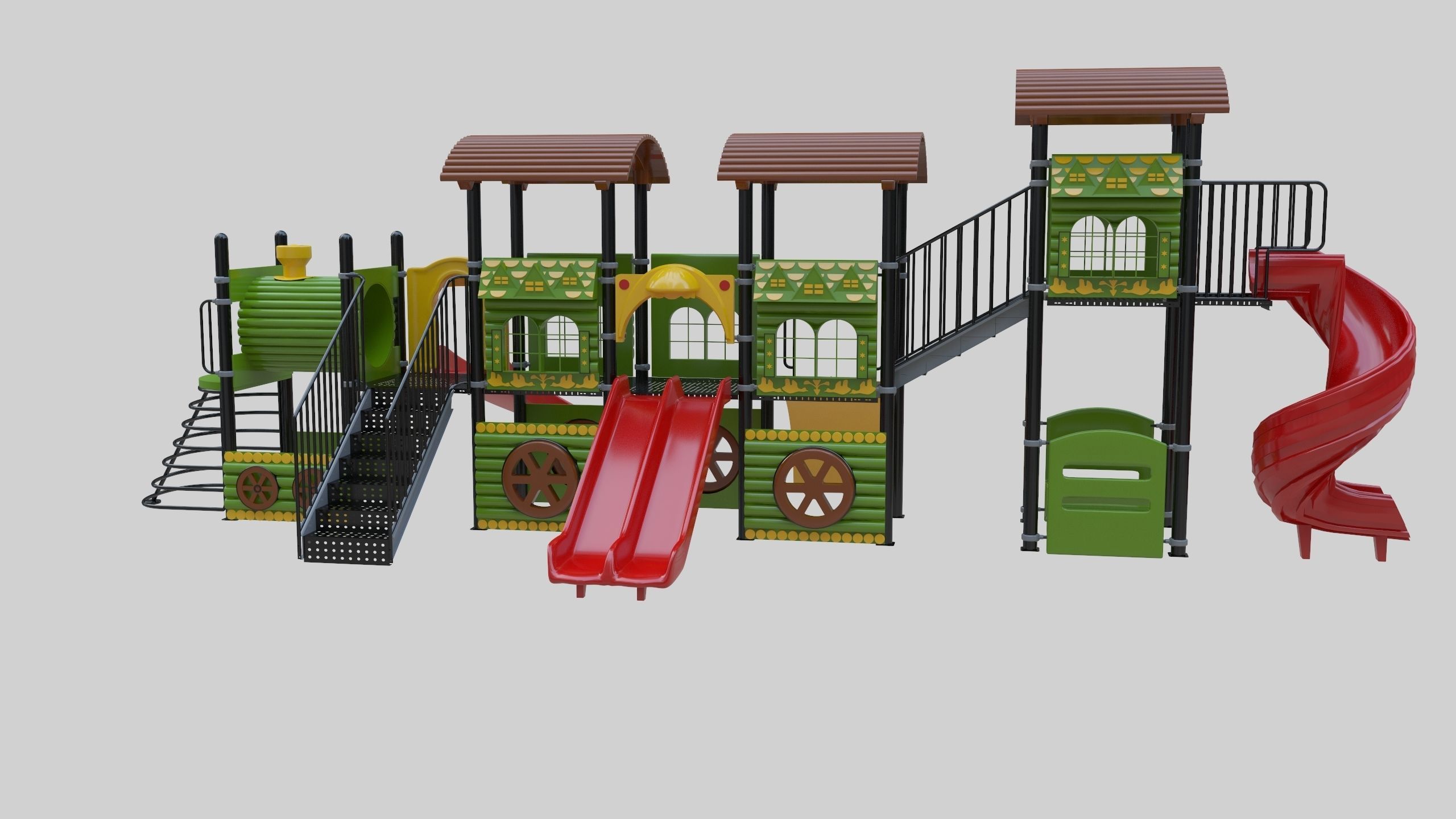  Train Style Playground 4 Low-poly 3D model_14