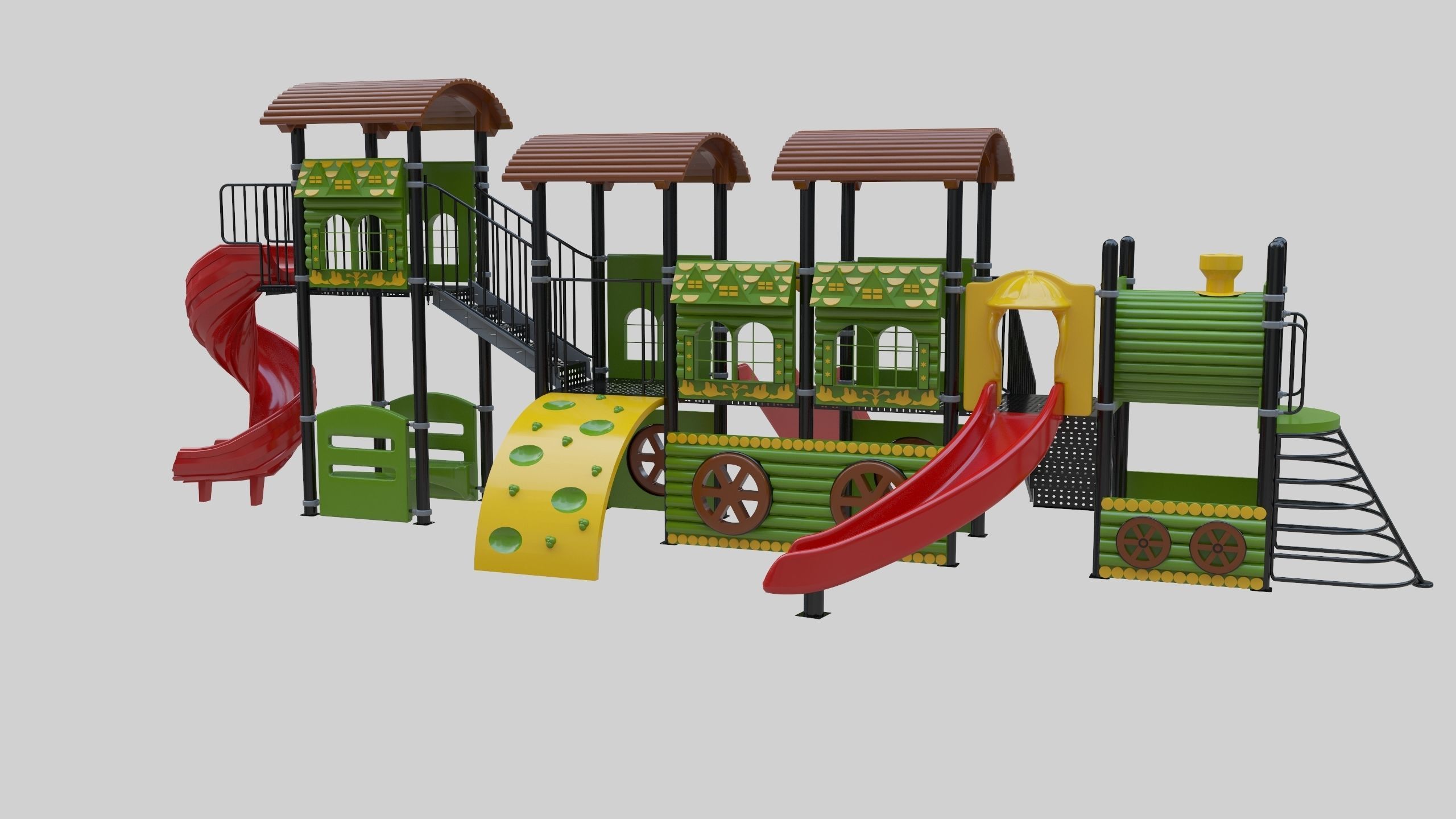  Train Style Playground 4 Low-poly 3D model_3