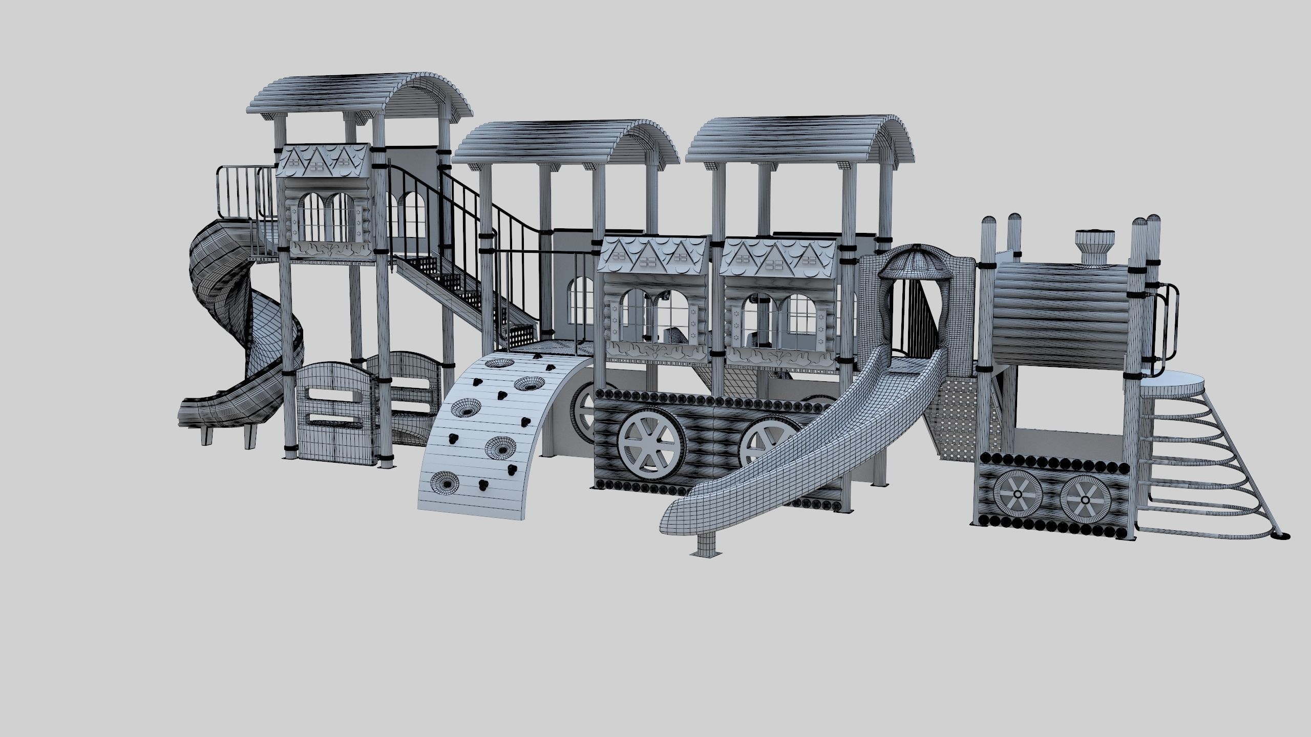  Train Style Playground 4 Low-poly 3D model_48