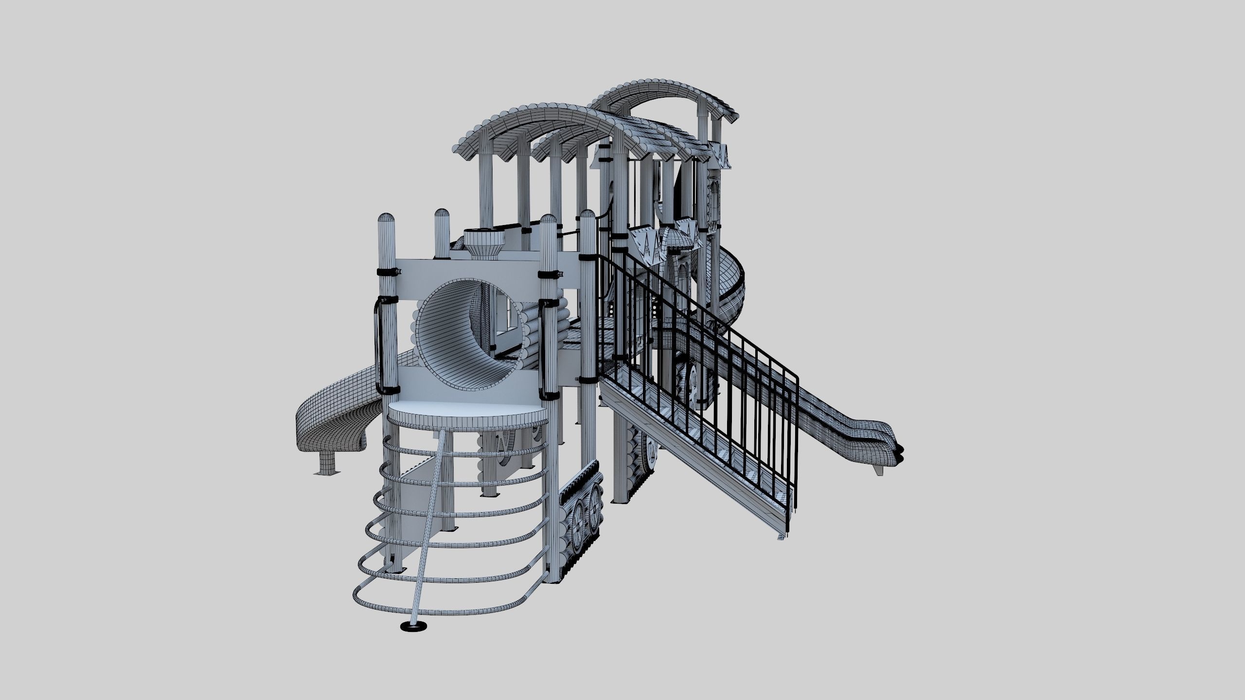  Train Style Playground 4 Low-poly 3D model_42