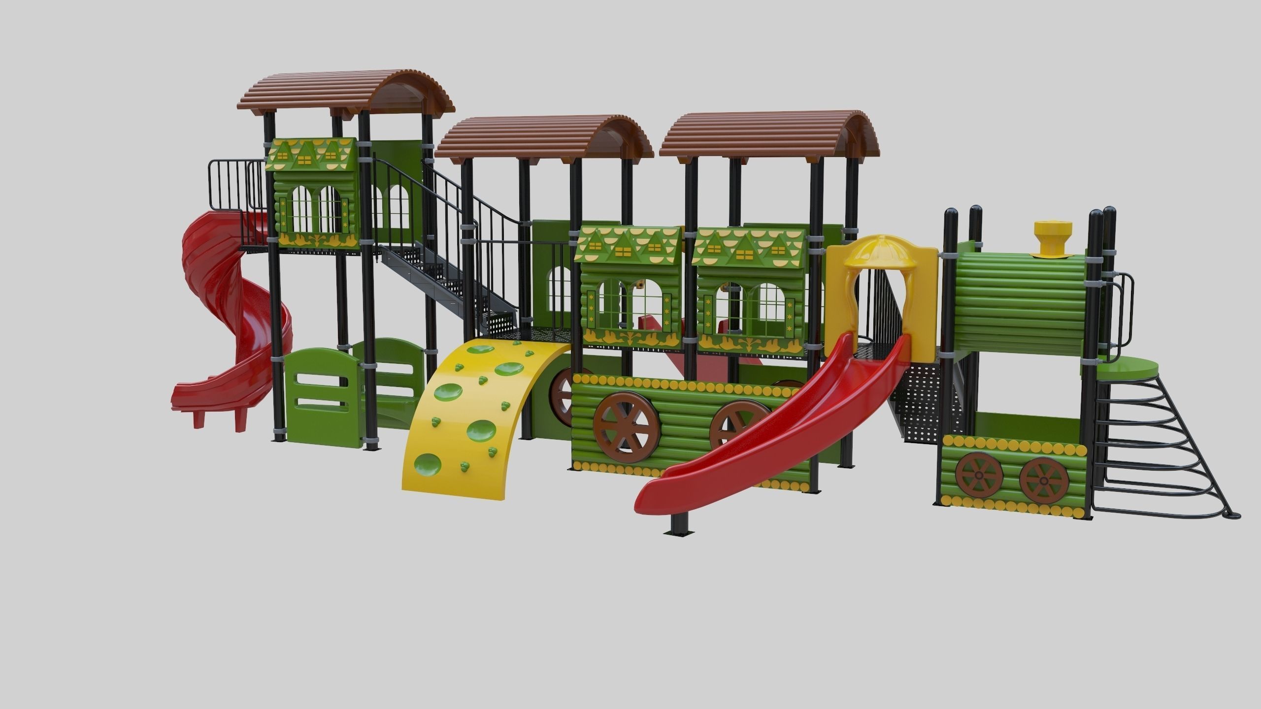  Train Style Playground 4 Low-poly 3D model_24
