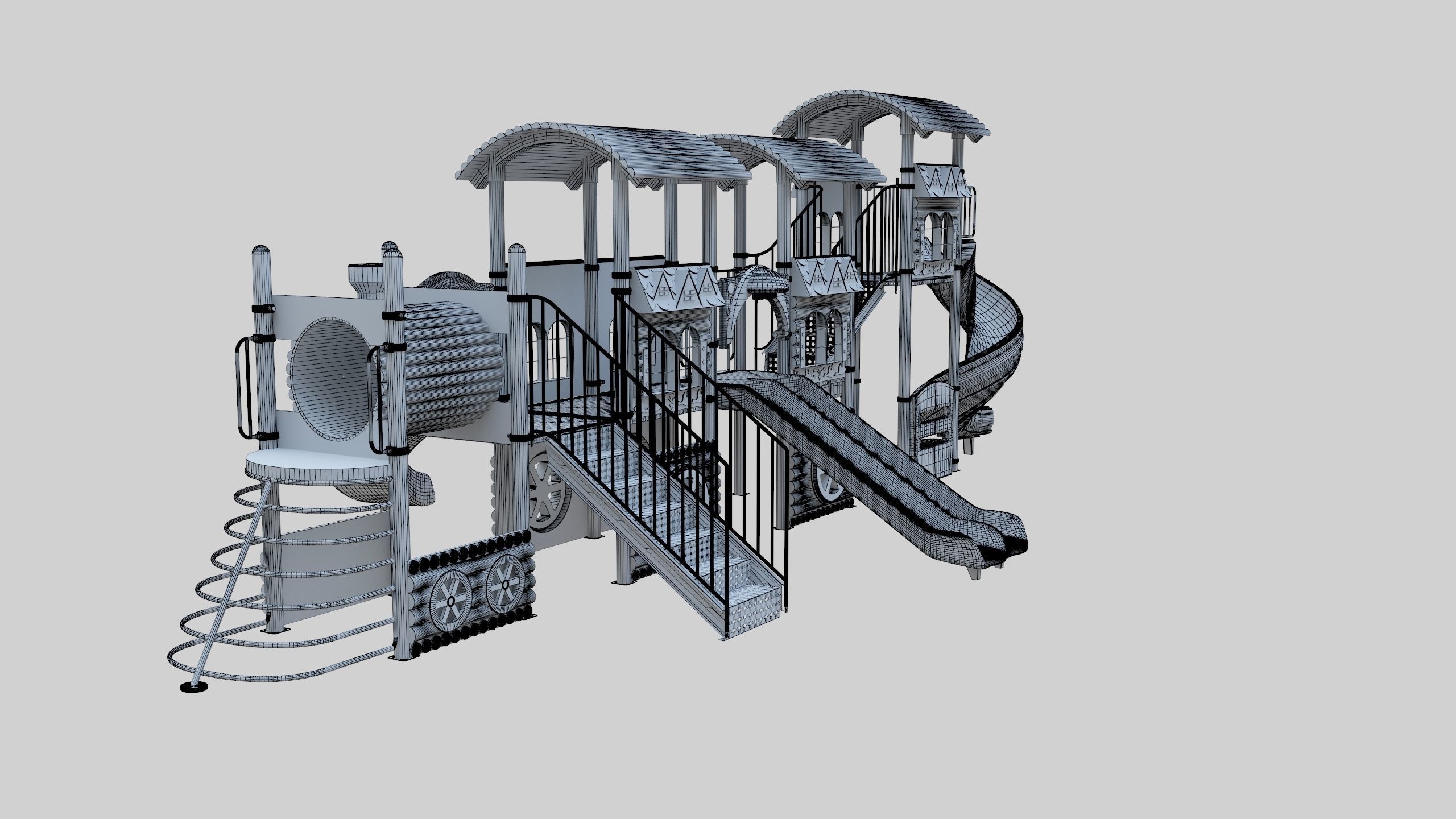  Train Style Playground 4 Low-poly 3D model_41