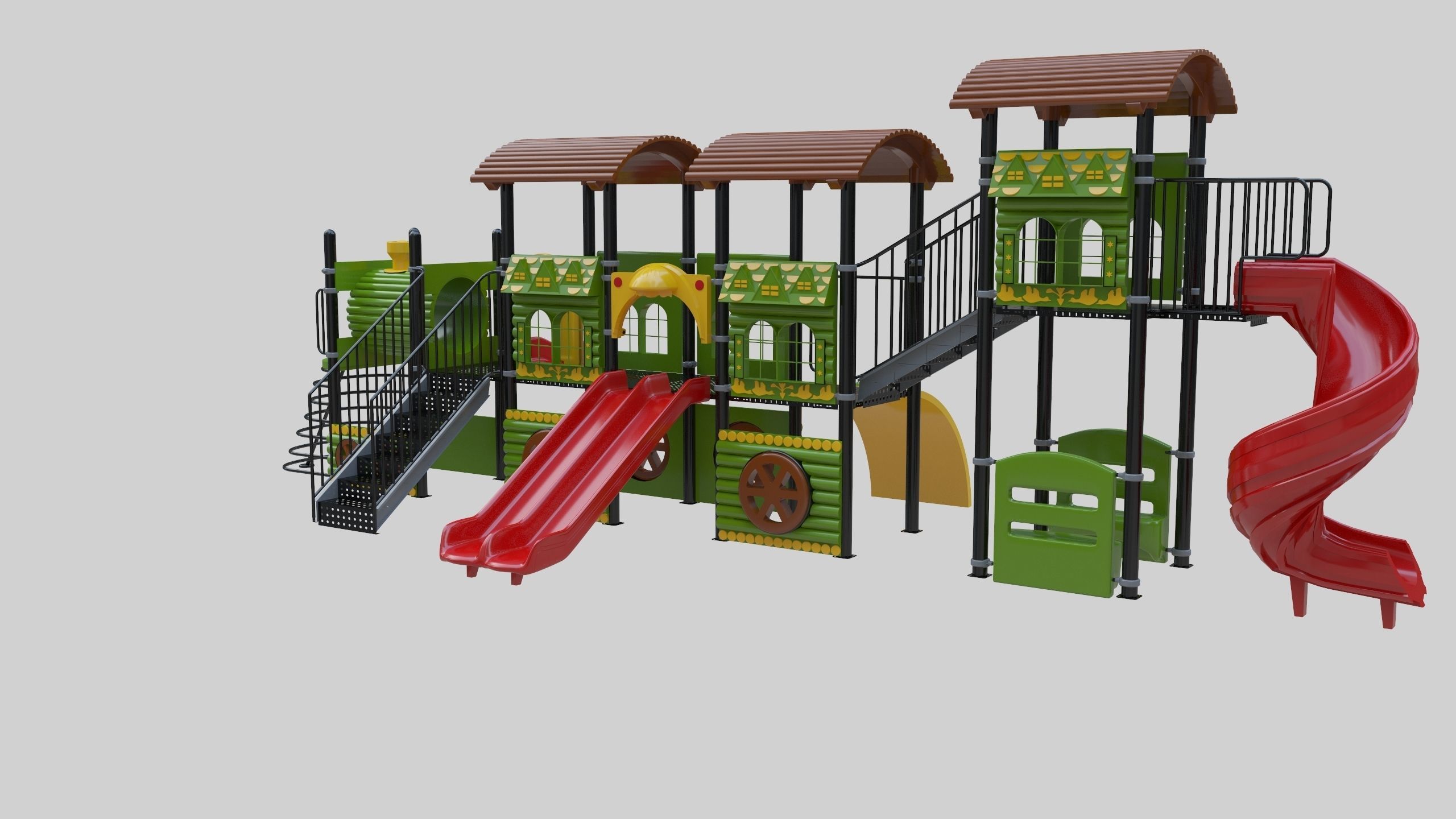  Train Style Playground 4 Low-poly 3D model_13
