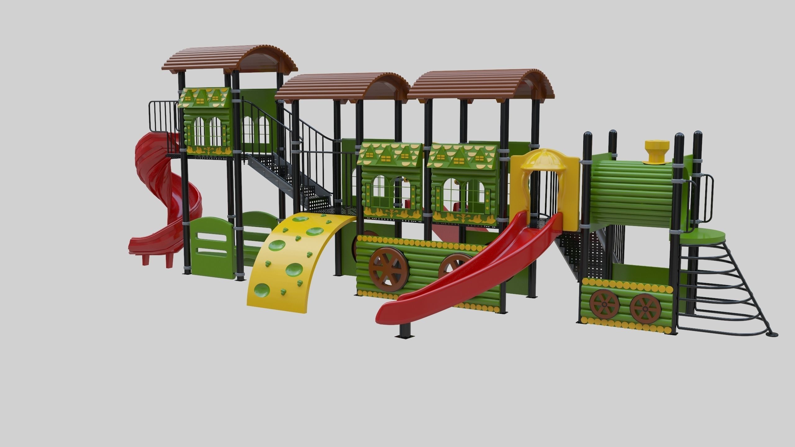  Train Style Playground 4 Low-poly 3D model_23