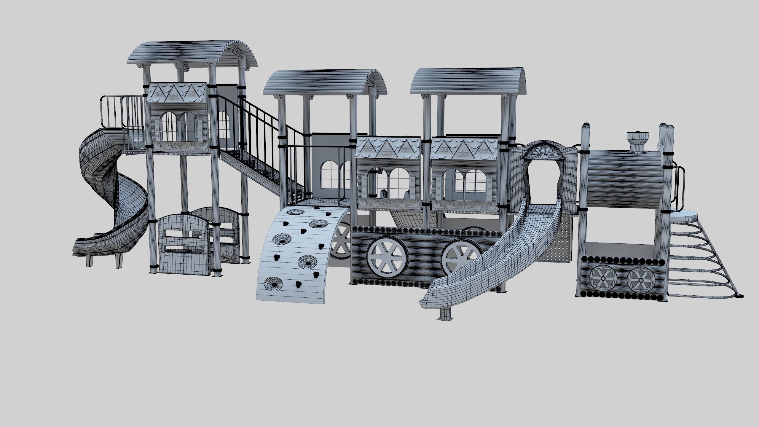  Train Style Playground 4 Low-poly 3D model_28