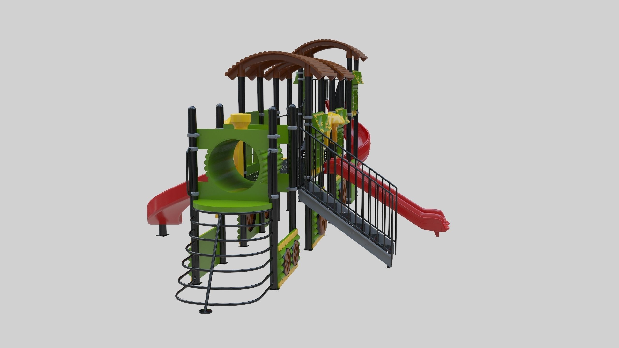 Train Style Playground 4 Low-poly 3D model_18
