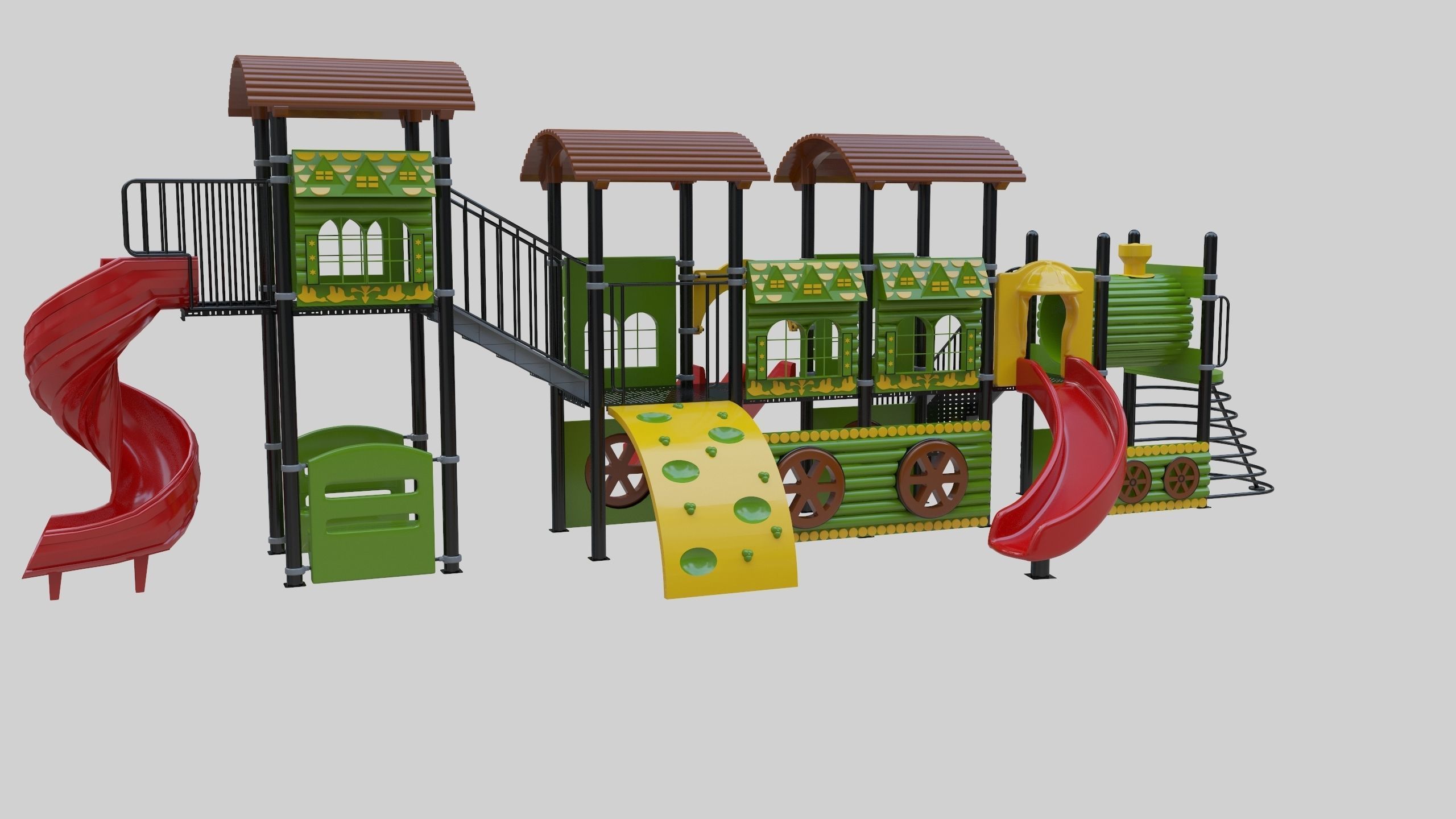 Train Style Playground 4 Low-poly 3D model_7