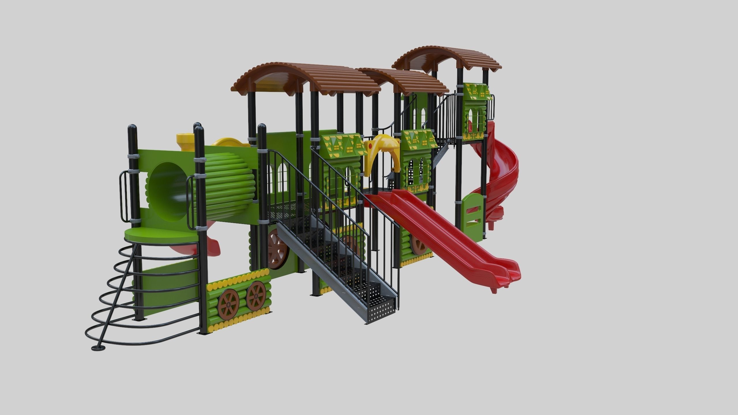  Train Style Playground 4 Low-poly 3D model_17