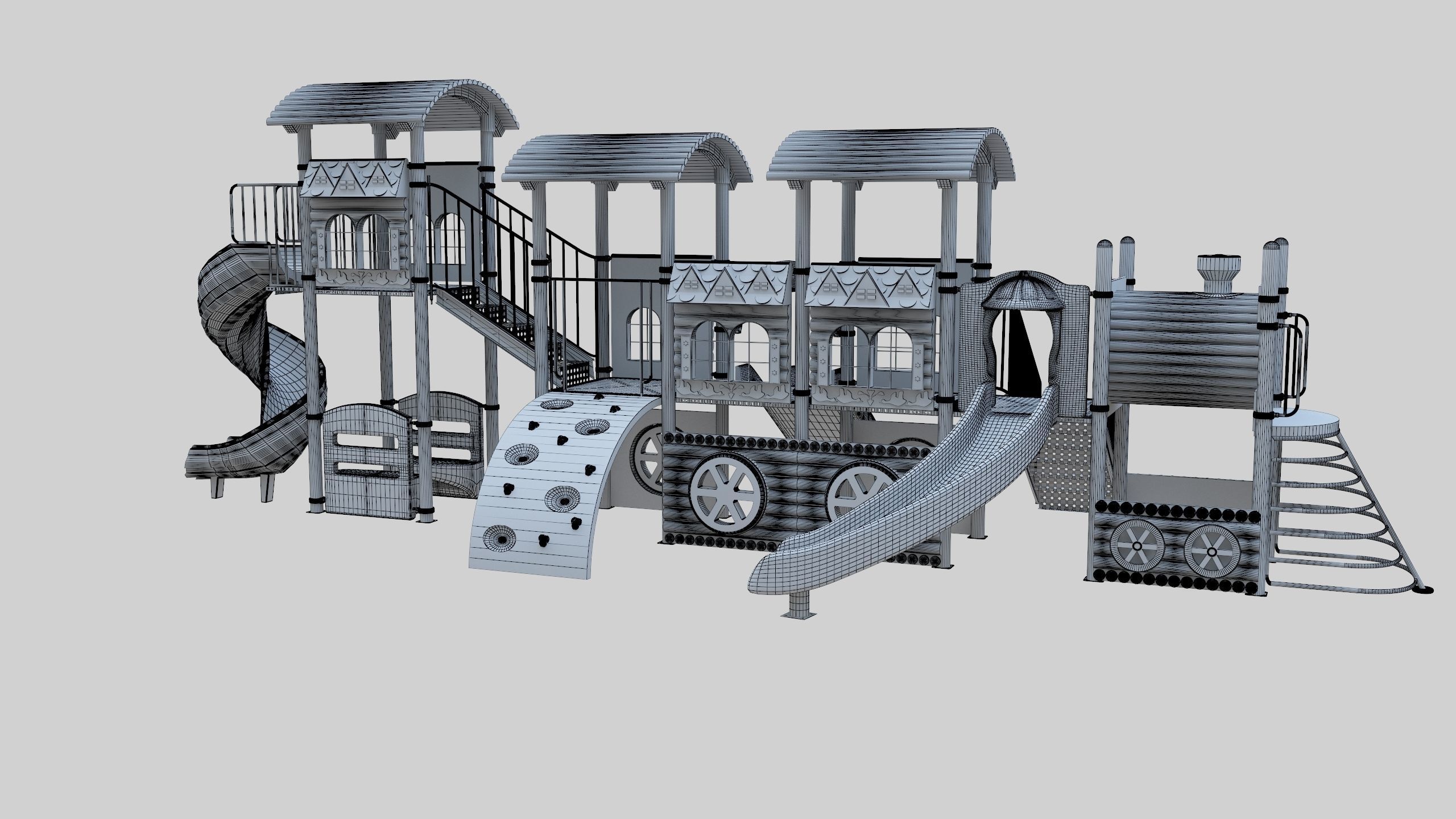  Train Style Playground 4 Low-poly 3D model_49