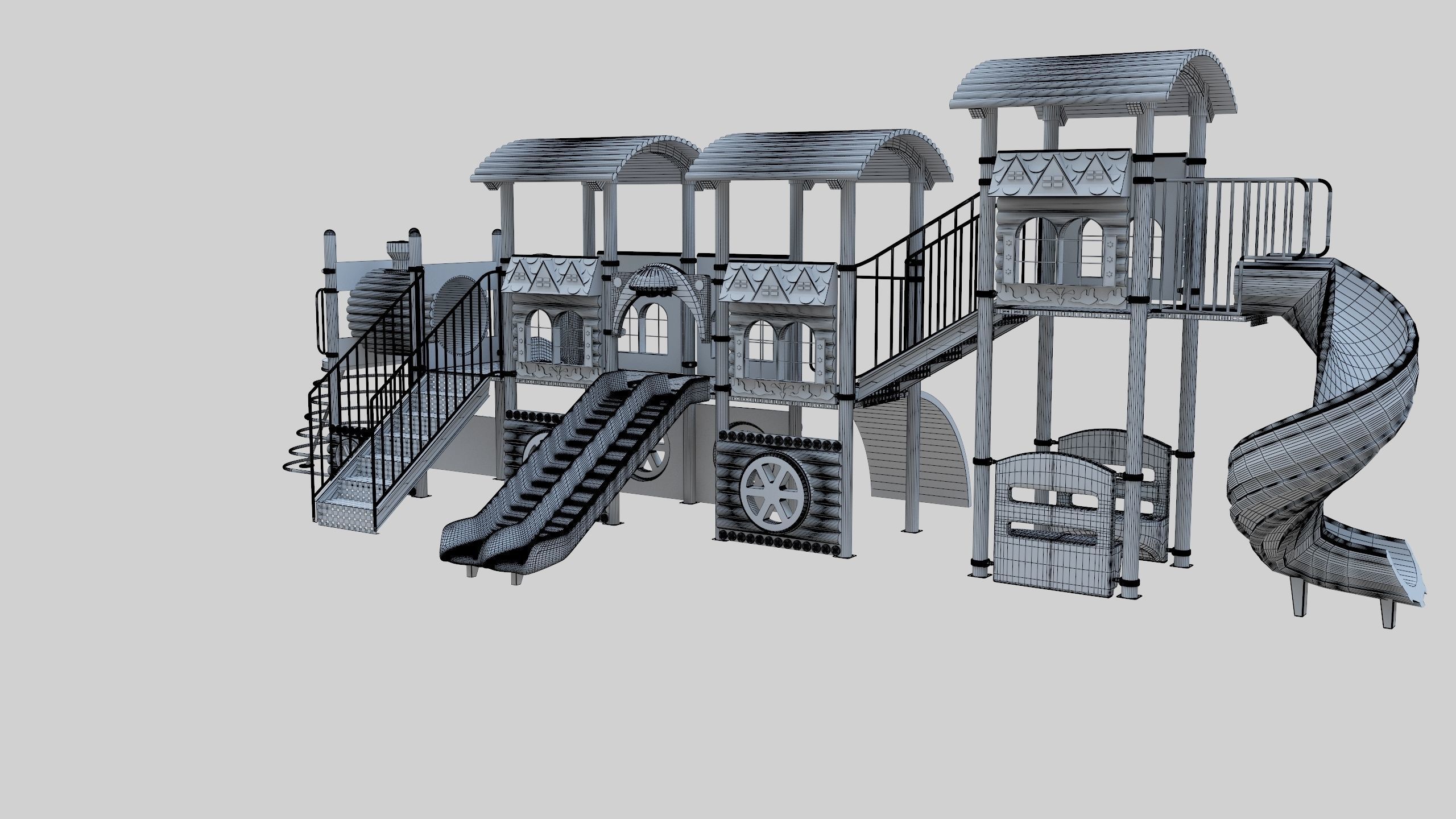  Train Style Playground 4 Low-poly 3D model_37