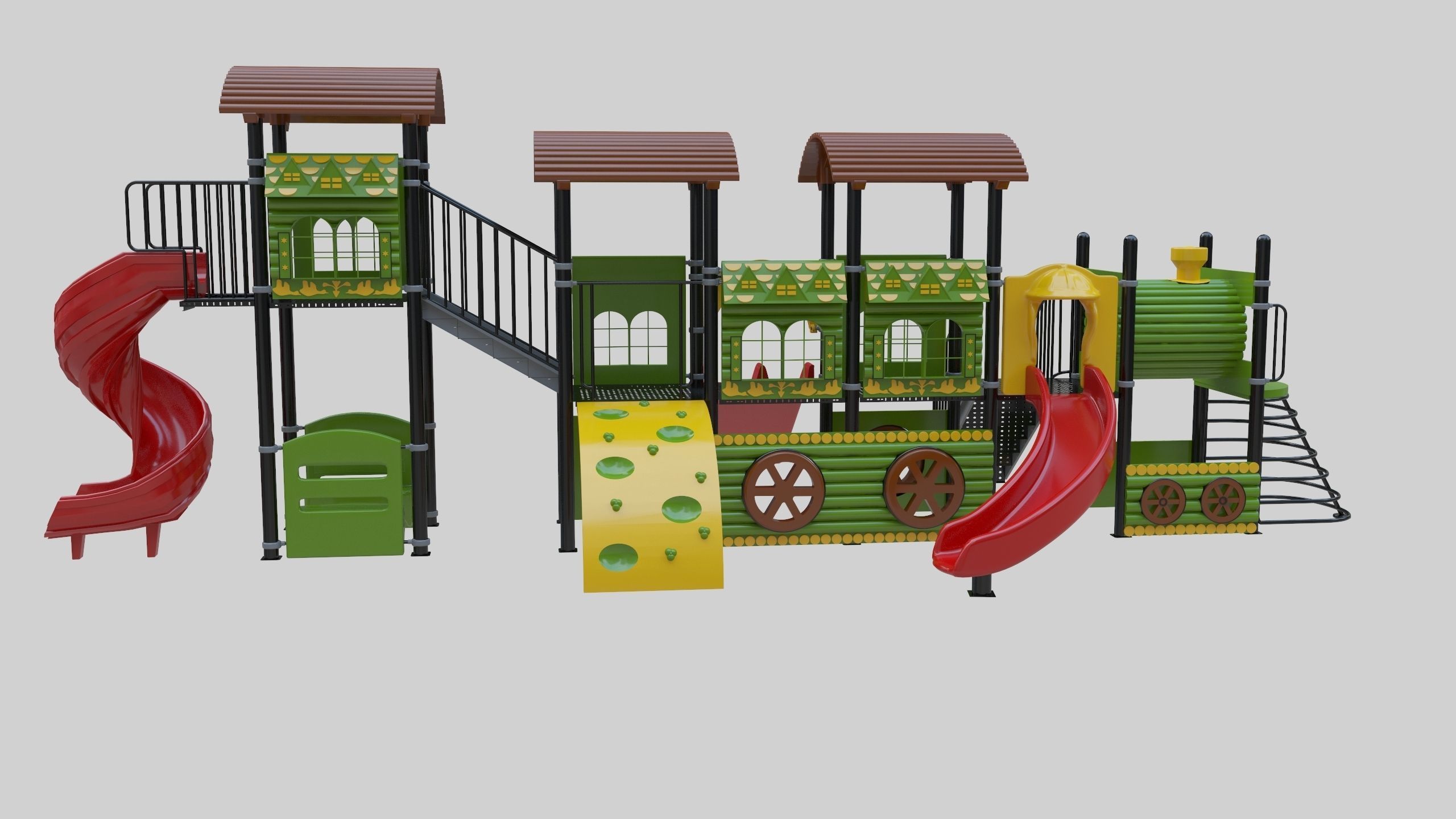  Train Style Playground 4 Low-poly 3D model_6