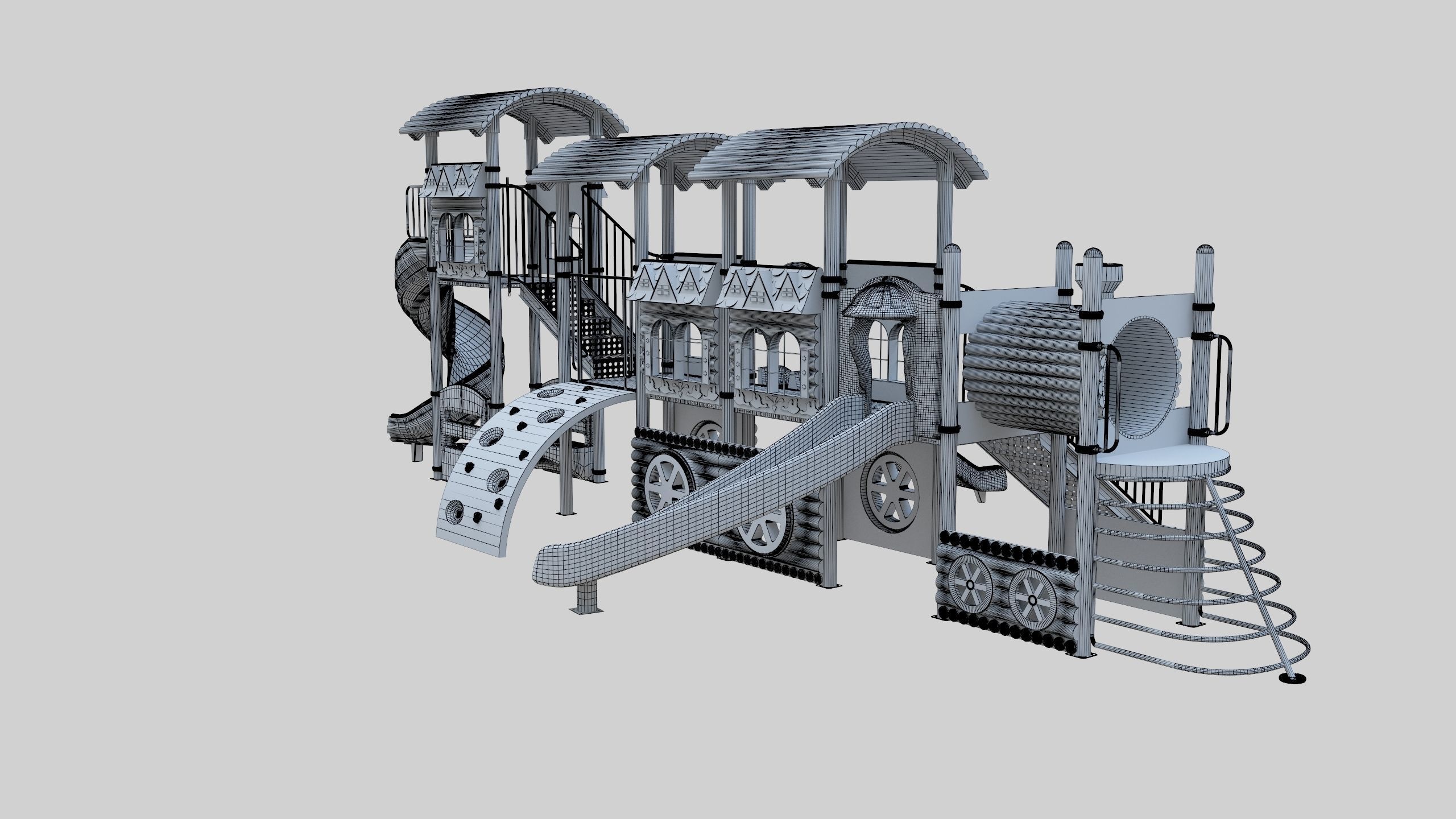  Train Style Playground 4 Low-poly 3D model_45