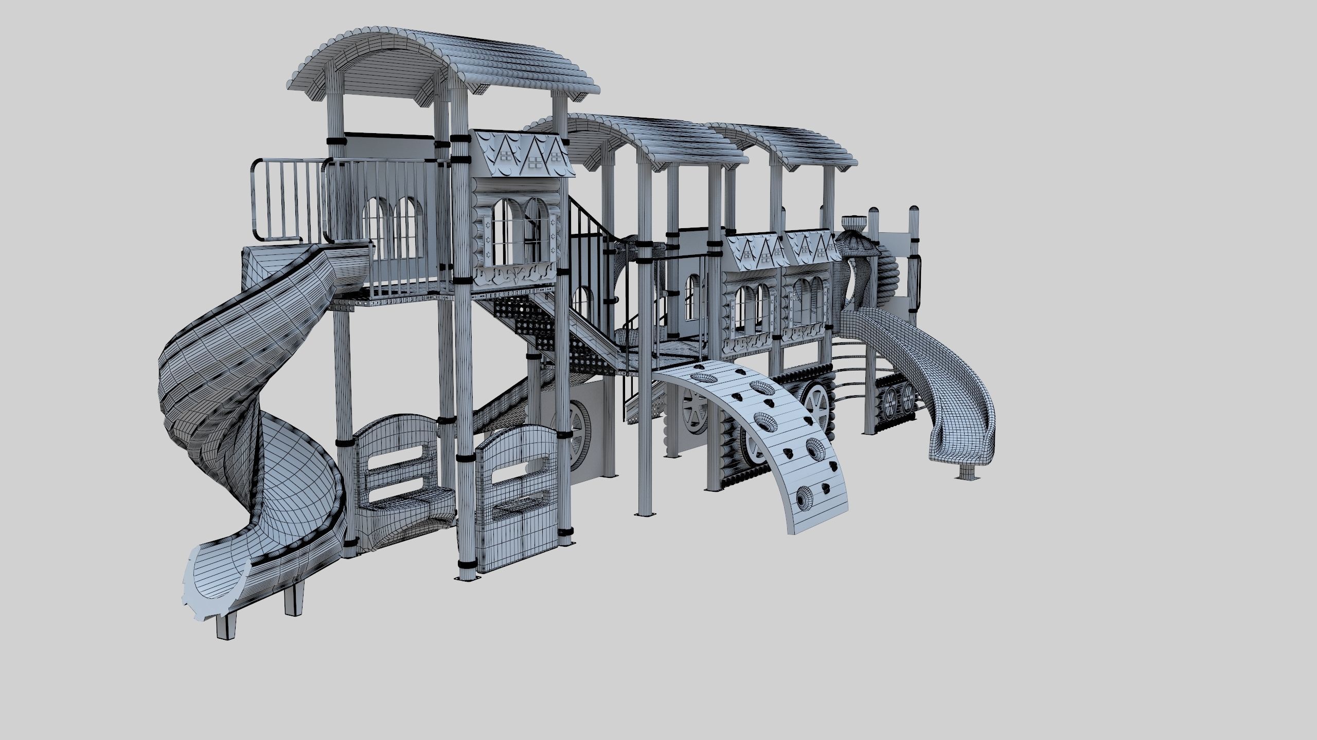  Train Style Playground 4 Low-poly 3D model_33