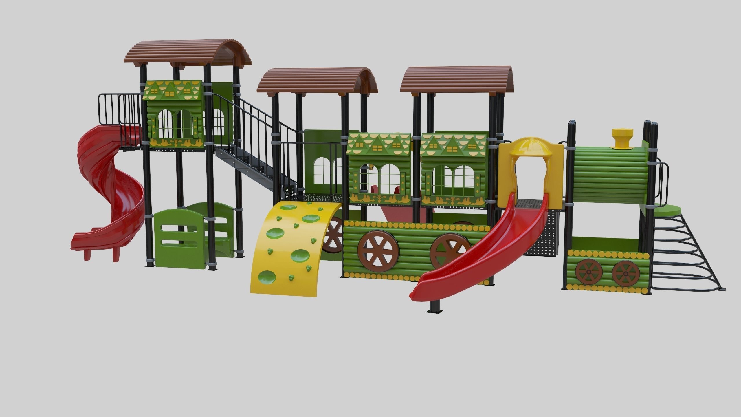  Train Style Playground 4 Low-poly 3D model_4