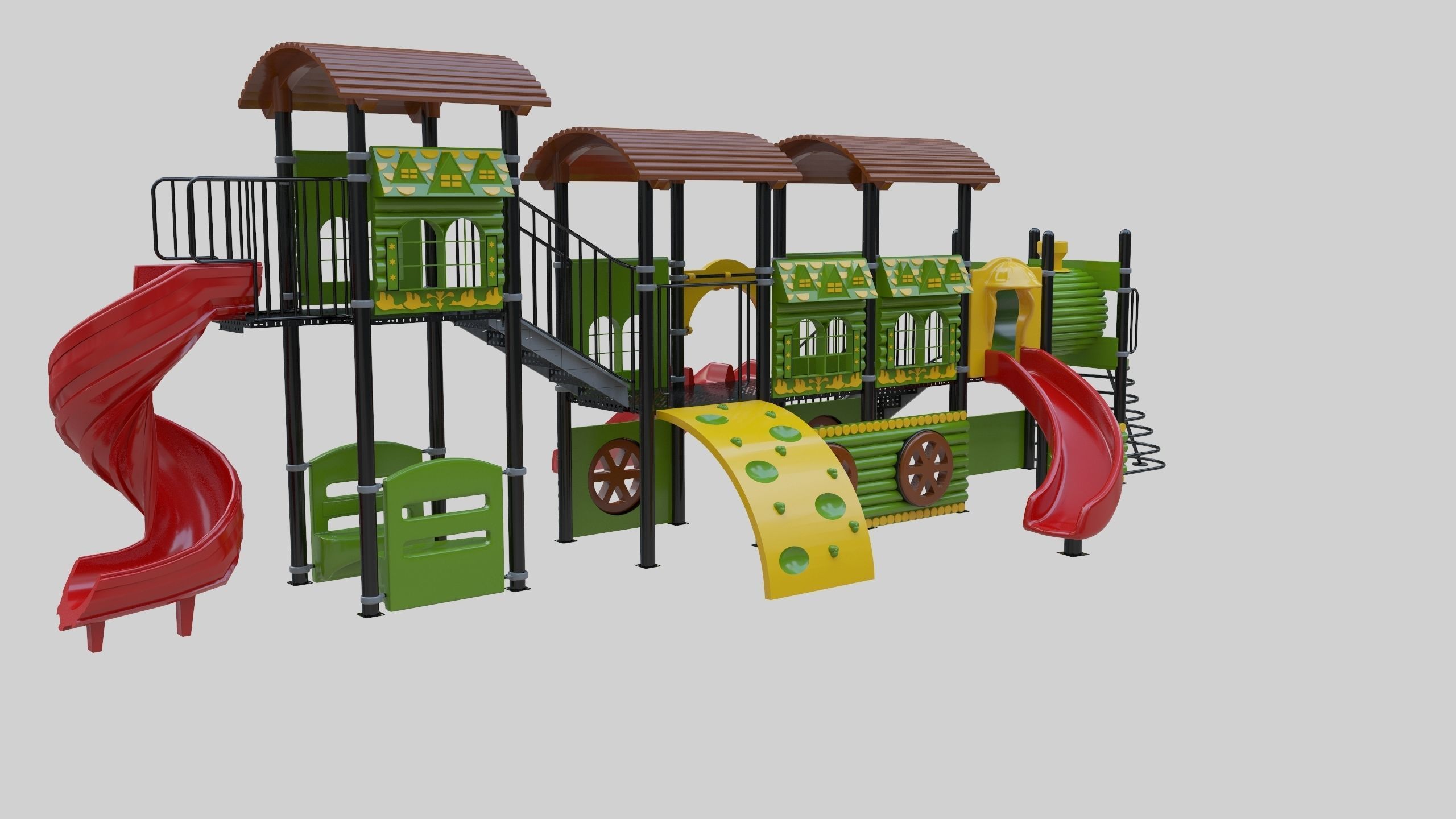  Train Style Playground 4 Low-poly 3D model_8