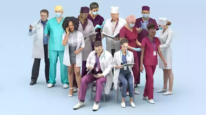 Hospital staff 18 3D Model Collection