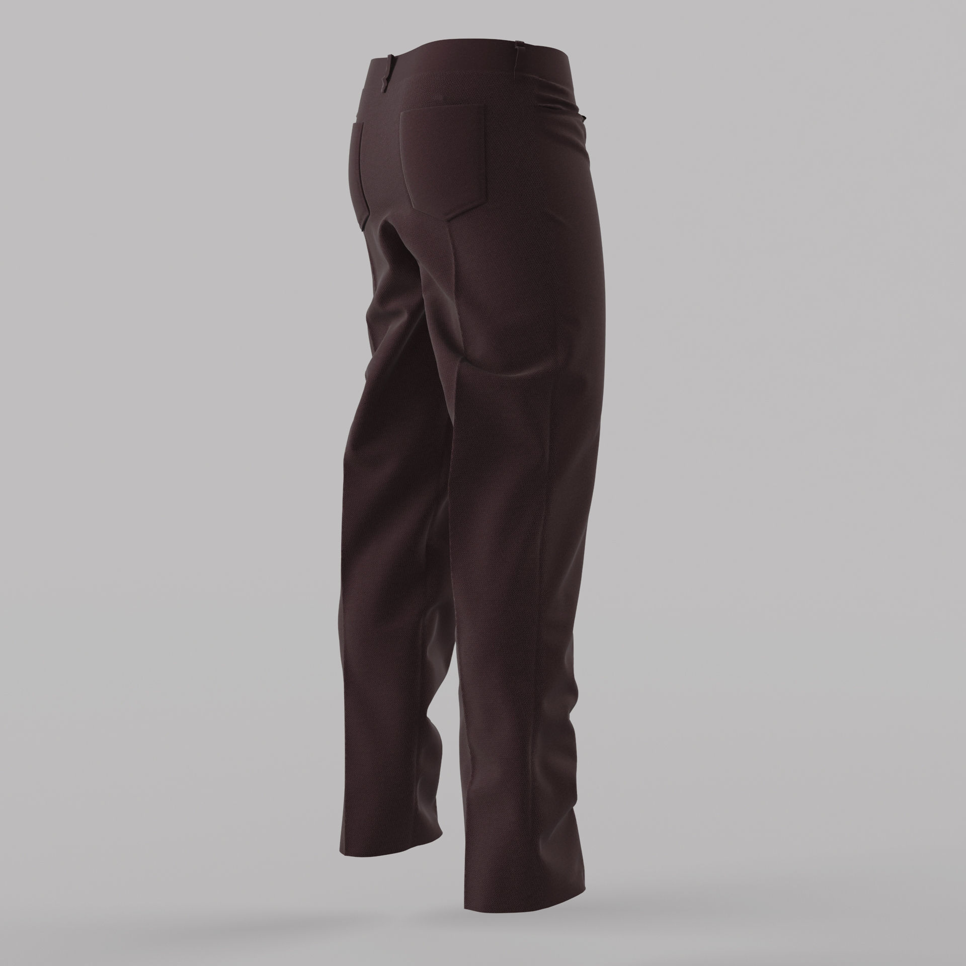Trousers pair of pants in maroon 3D model_4