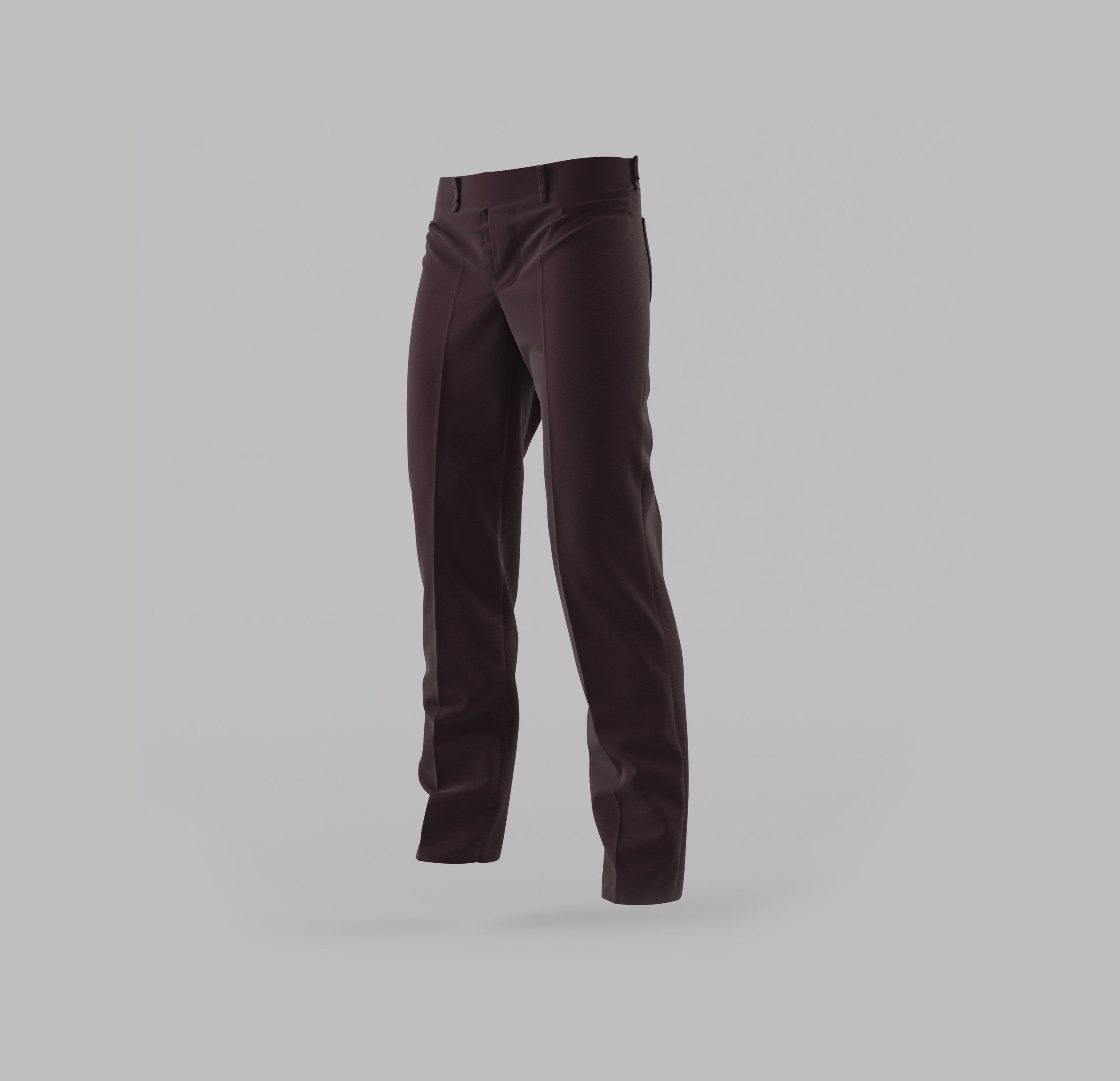 Trousers pair of pants in maroon 3D model_1