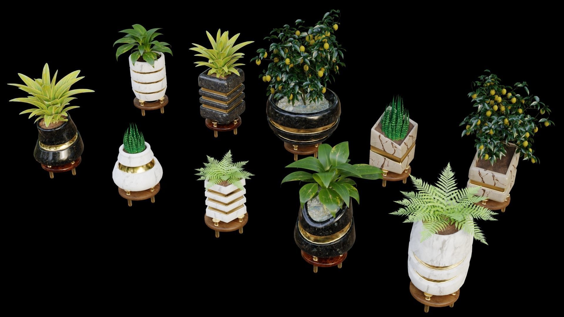 Modern Pots Pack Low-poly 3D model_23