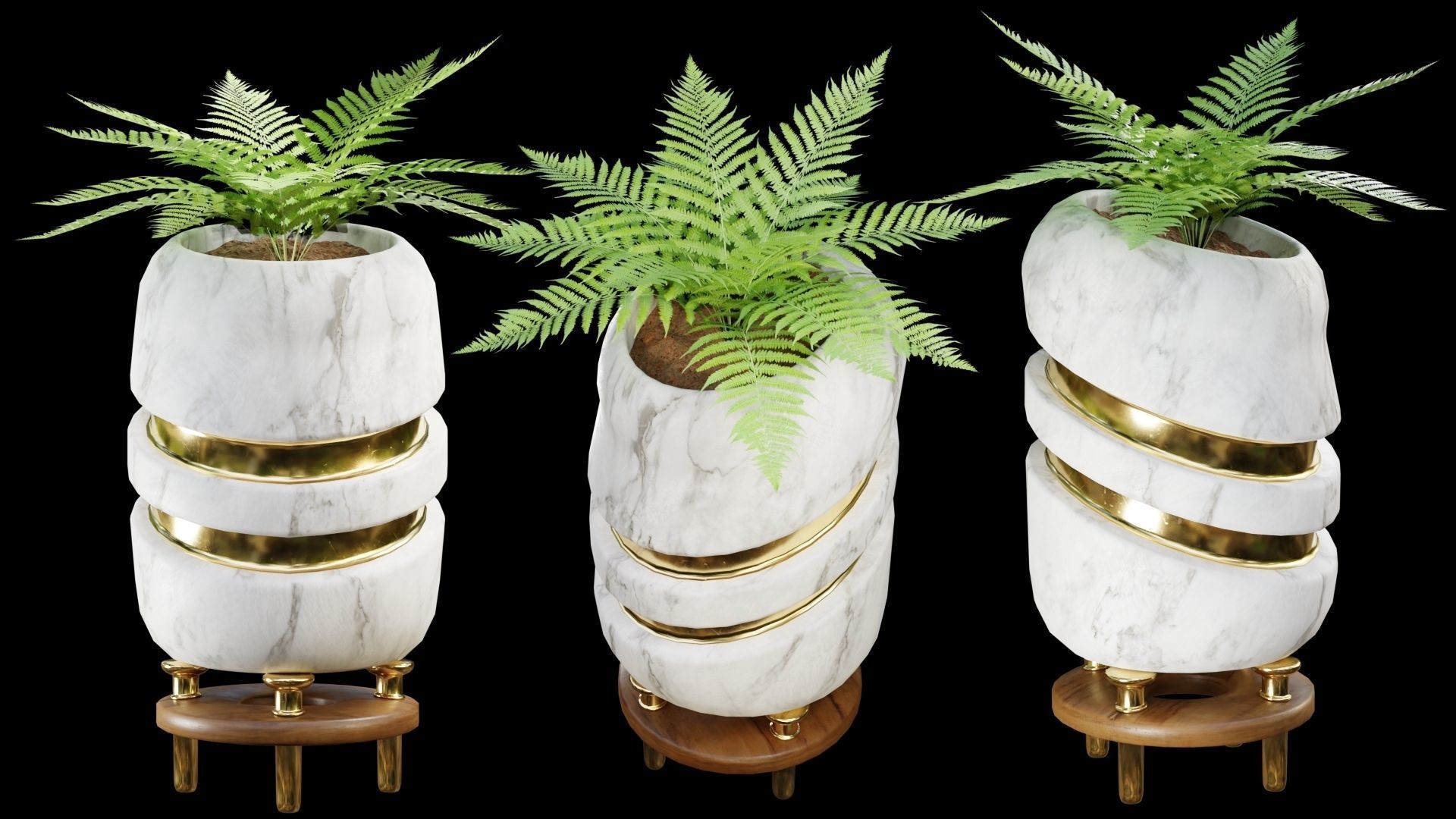 Modern Pots Pack Low-poly 3D model_10