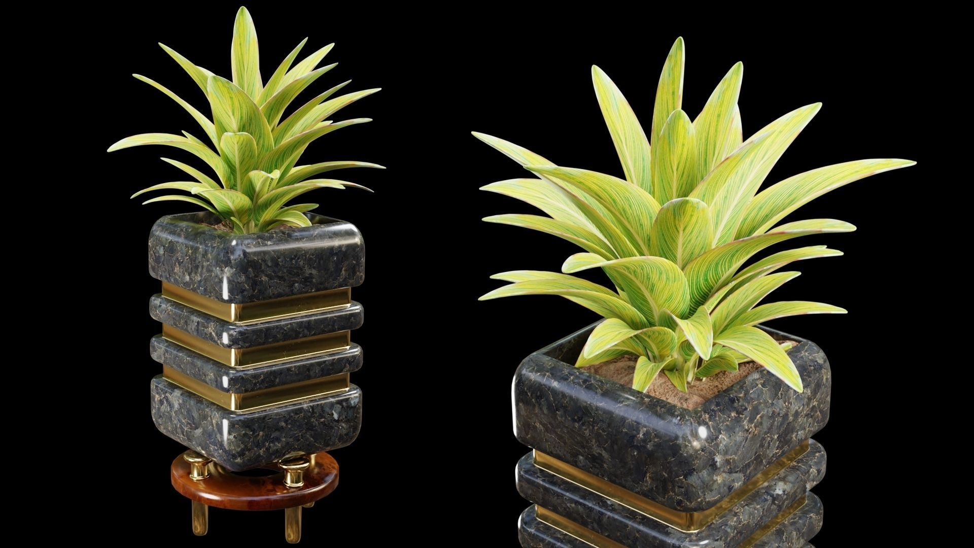 Modern Pots Pack Low-poly 3D model_13