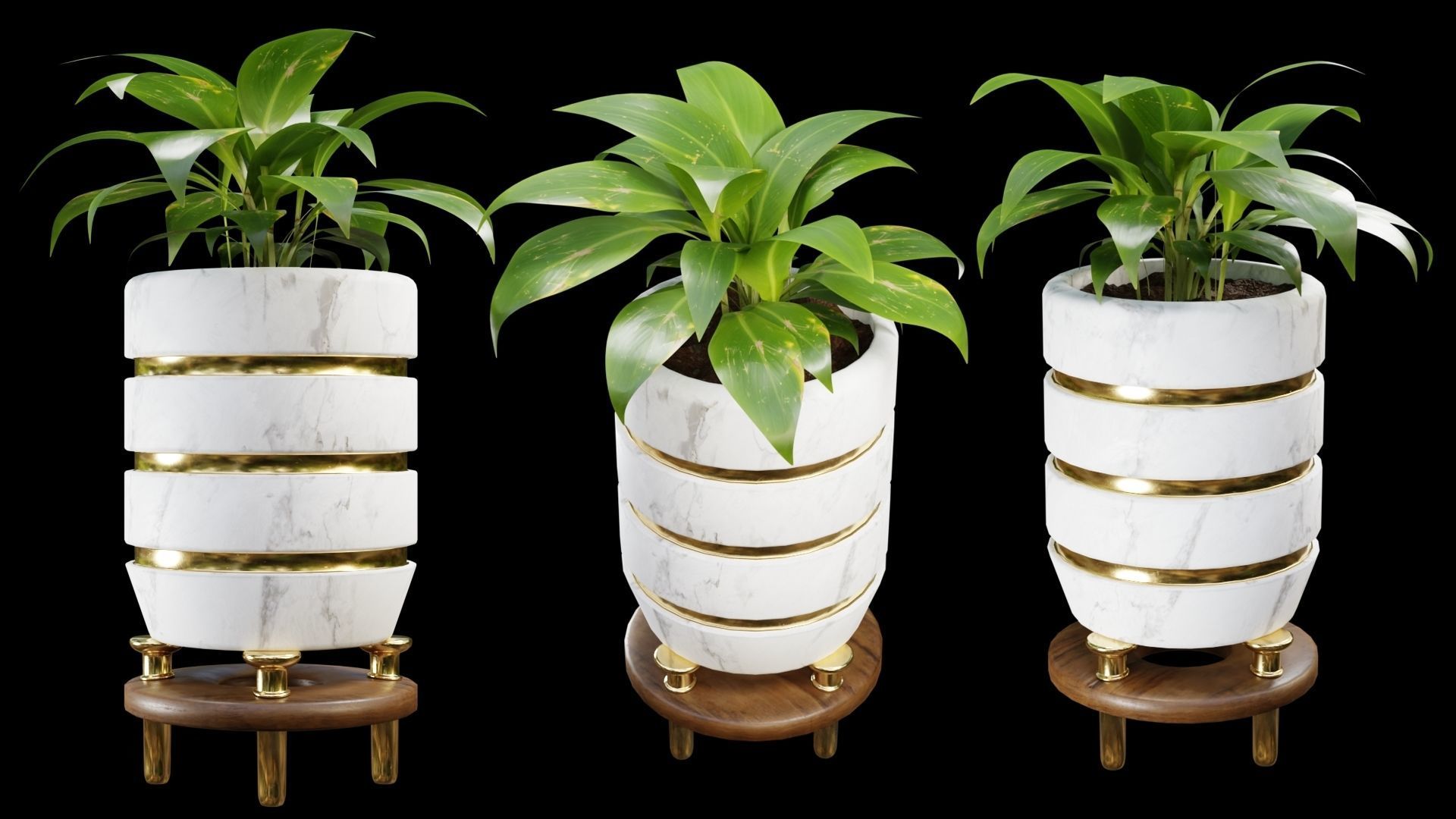 Modern Pots Pack Low-poly 3D model_1