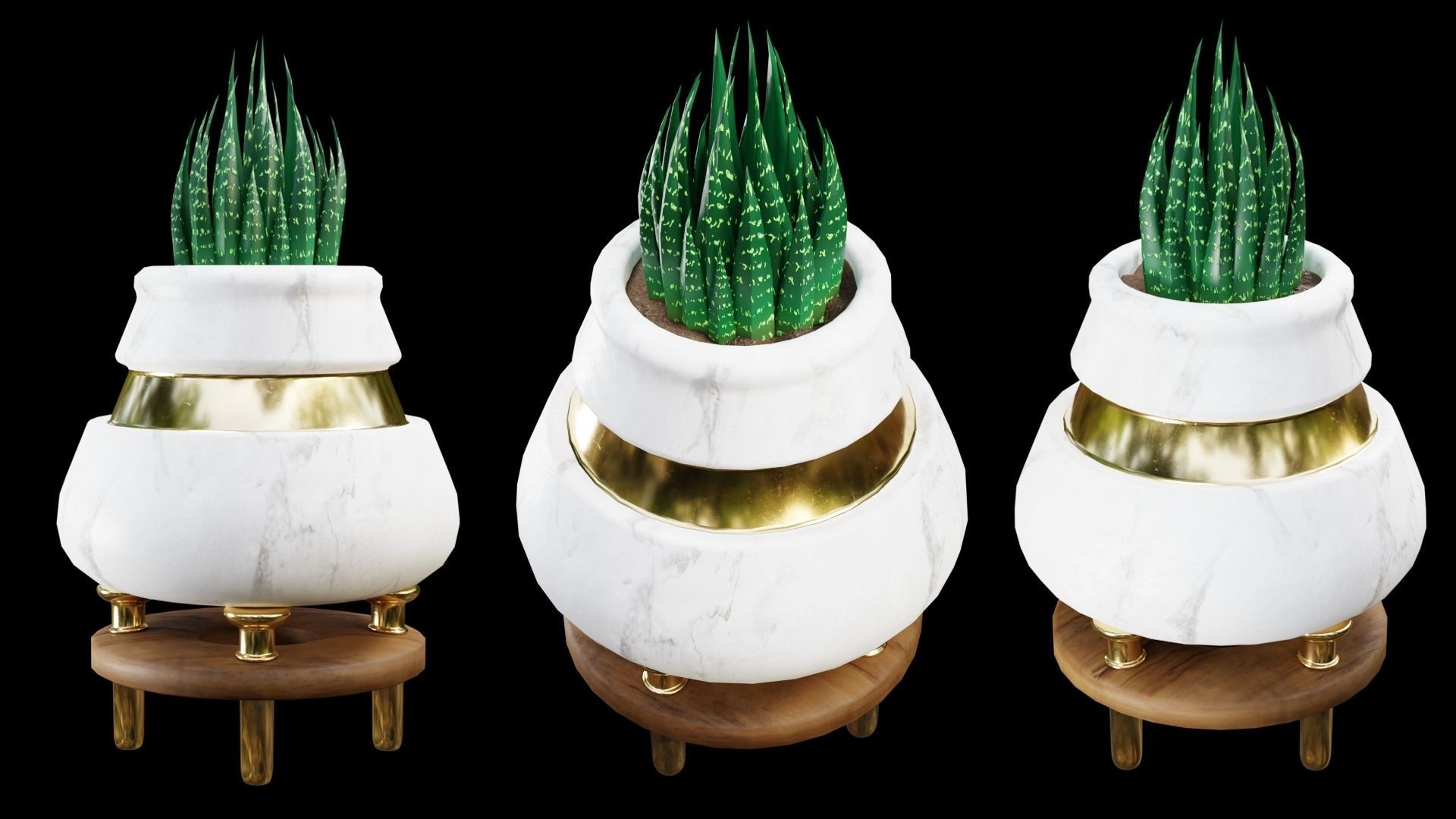 Modern Pots Pack Low-poly 3D model_7