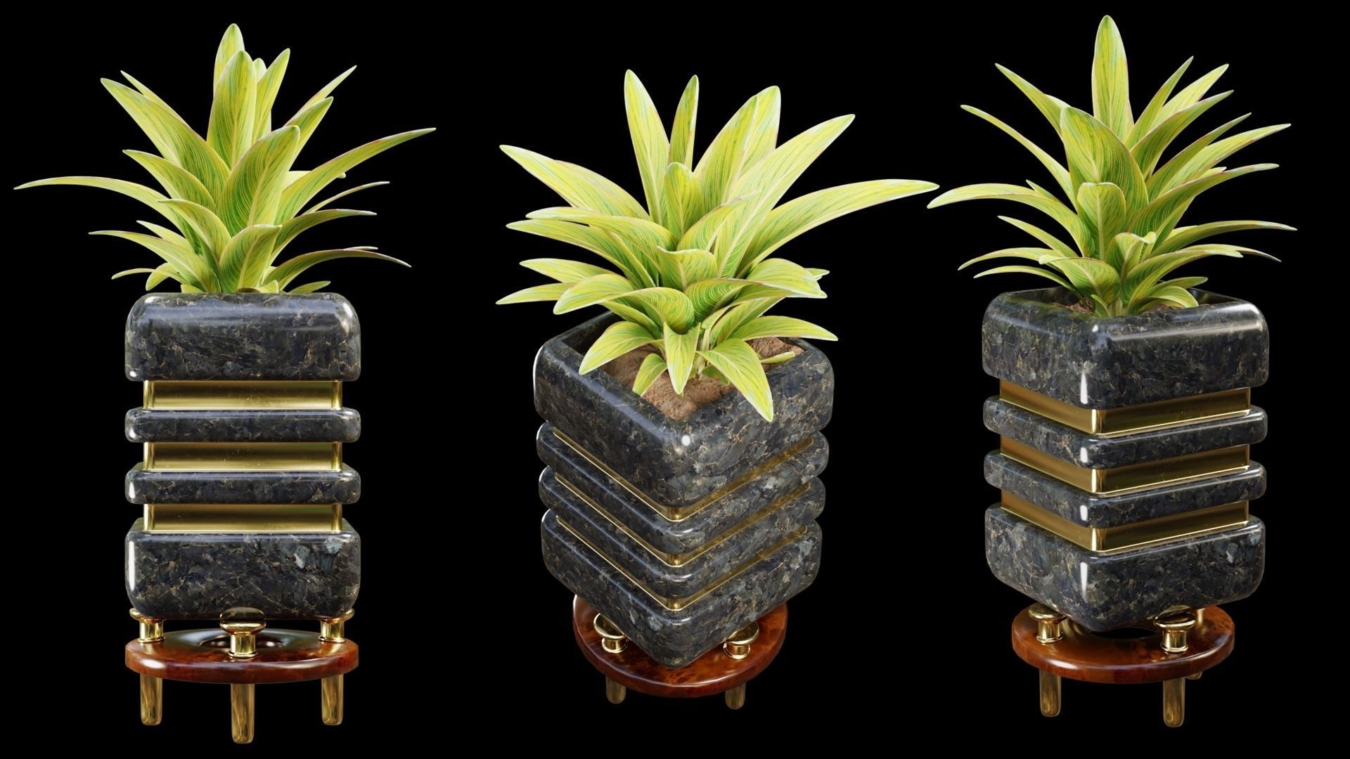Modern Pots Pack Low-poly 3D model_2