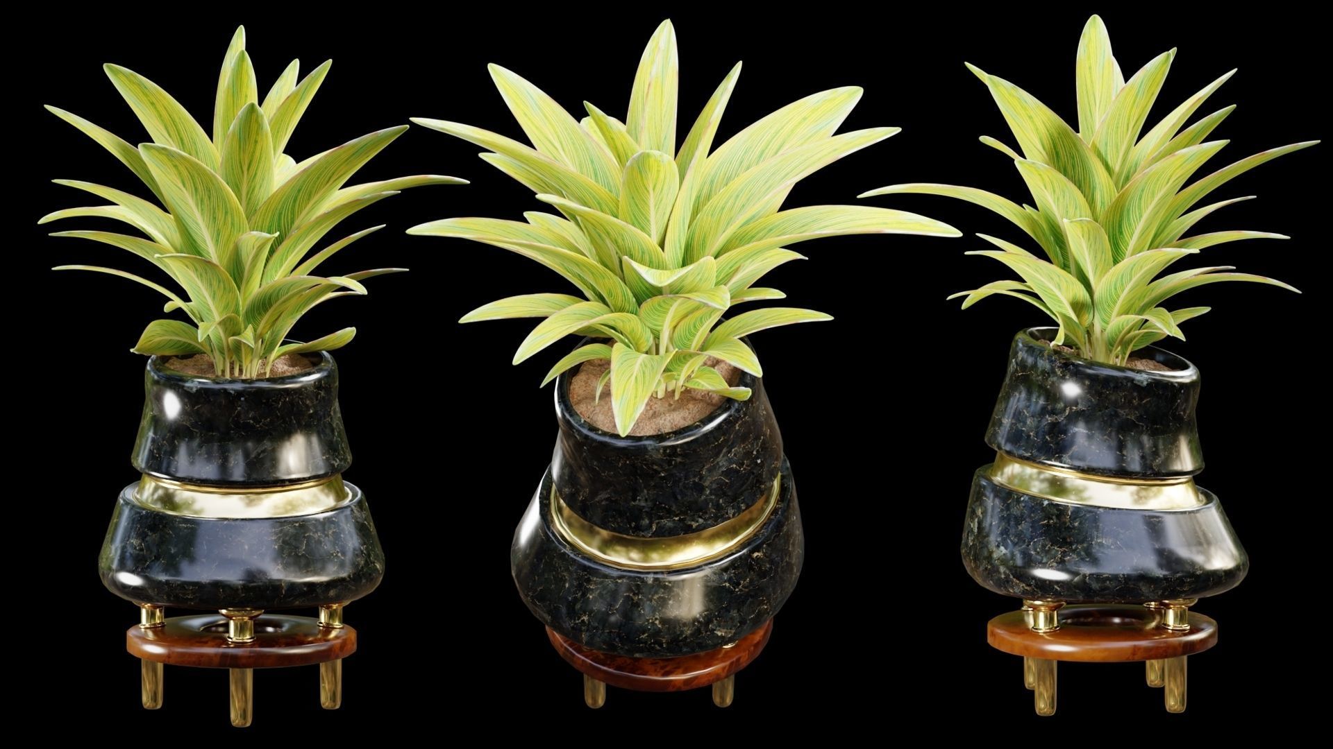 Modern Pots Pack Low-poly 3D model_6