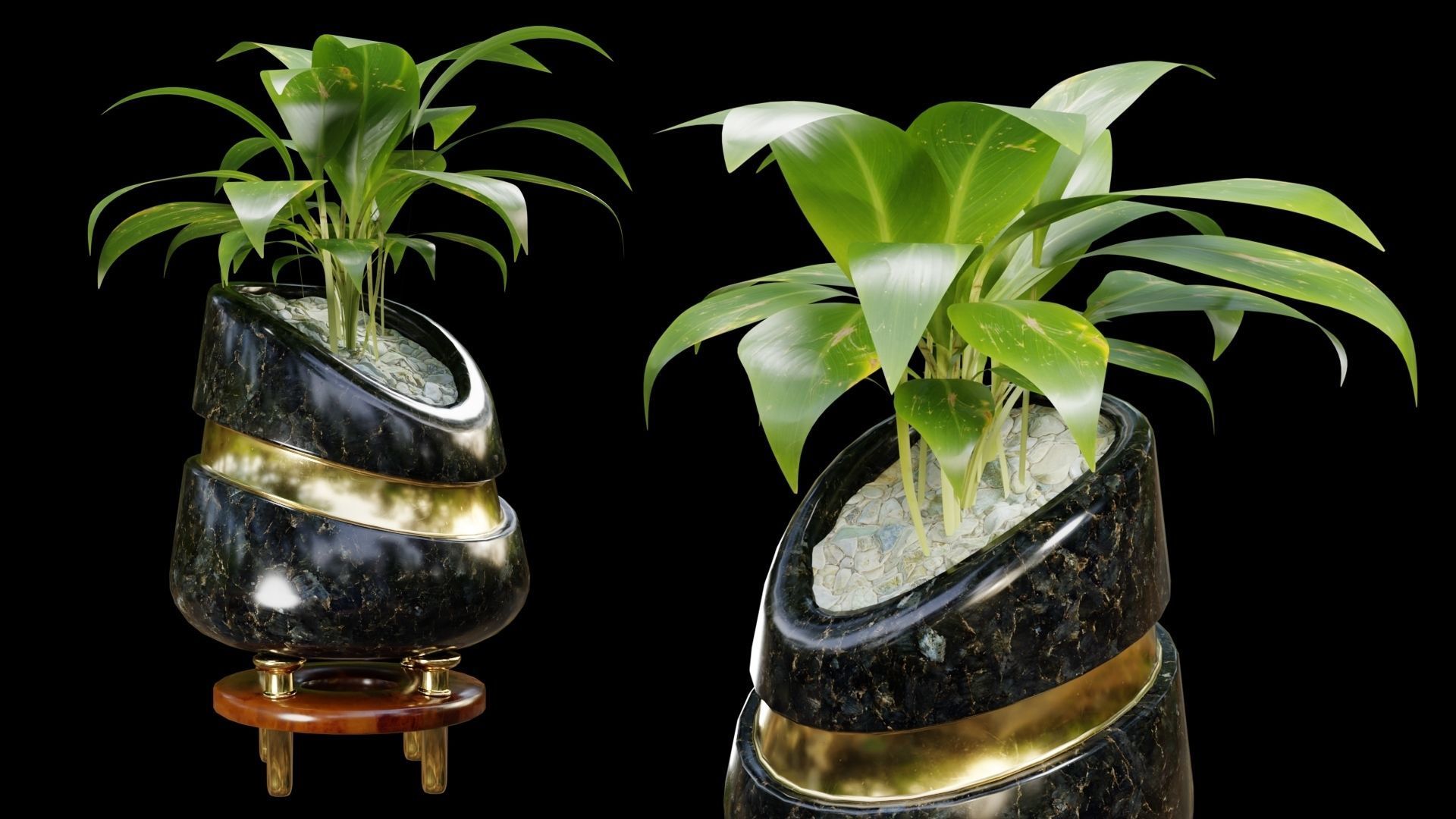 Modern Pots Pack Low-poly 3D model_15