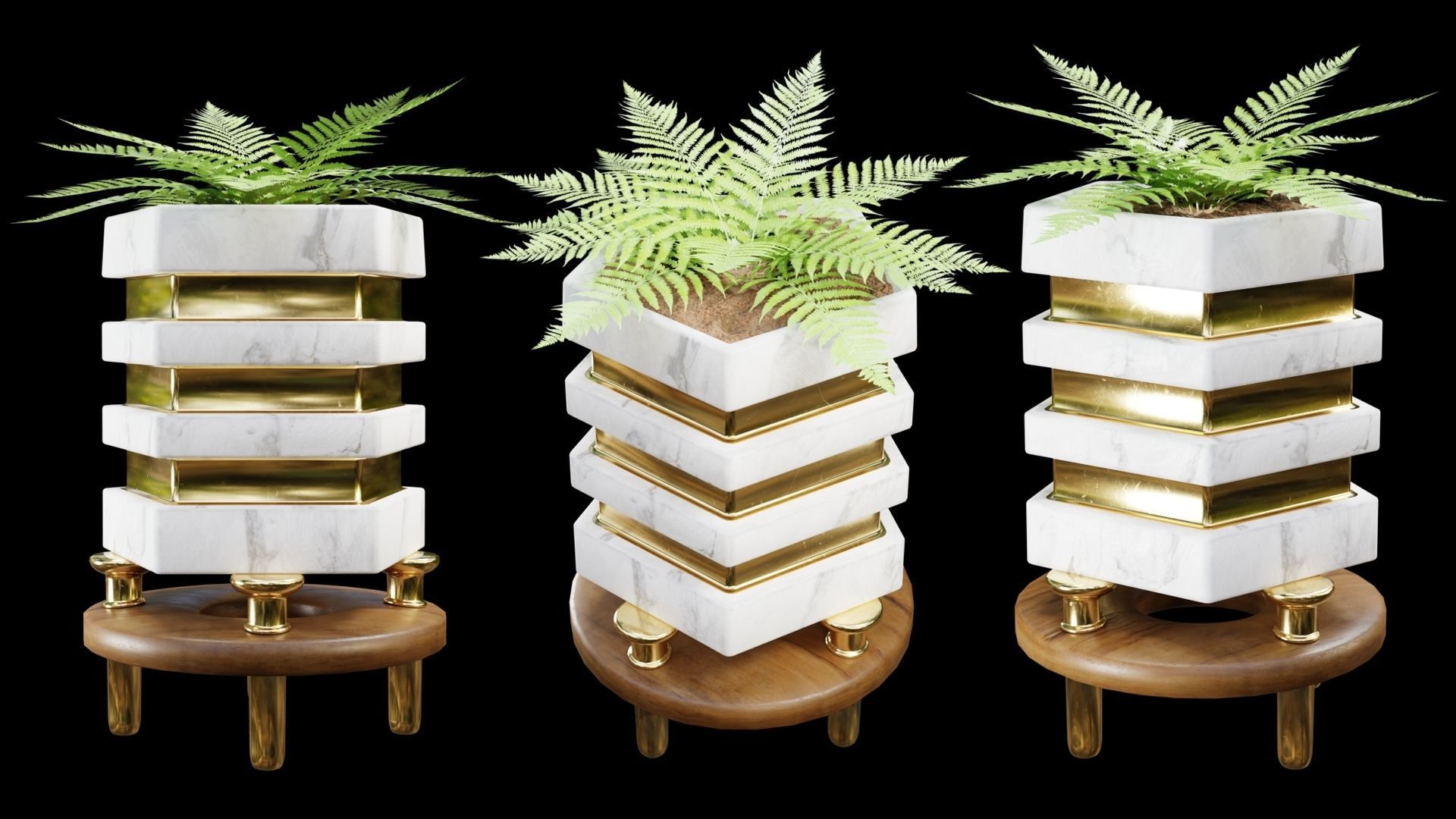 Modern Pots Pack Low-poly 3D model_3