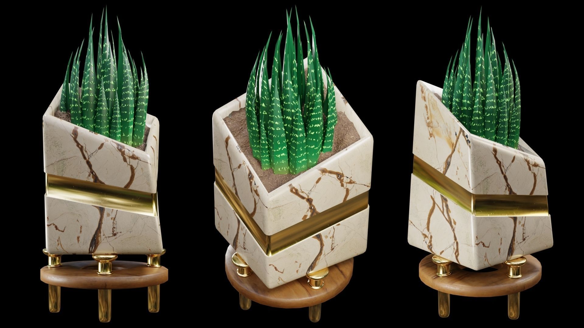 Modern Pots Pack Low-poly 3D model_9