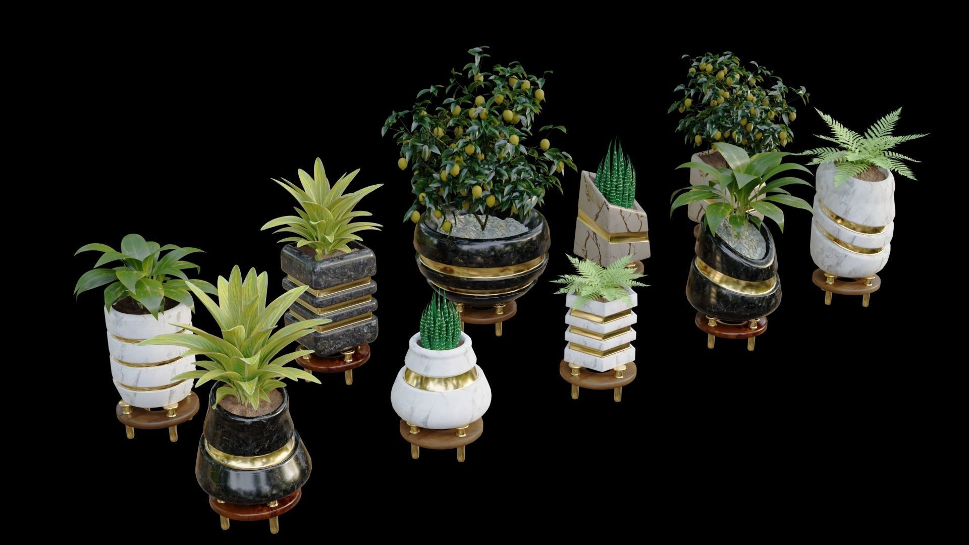 Modern Pots Pack Low-poly 3D model_11