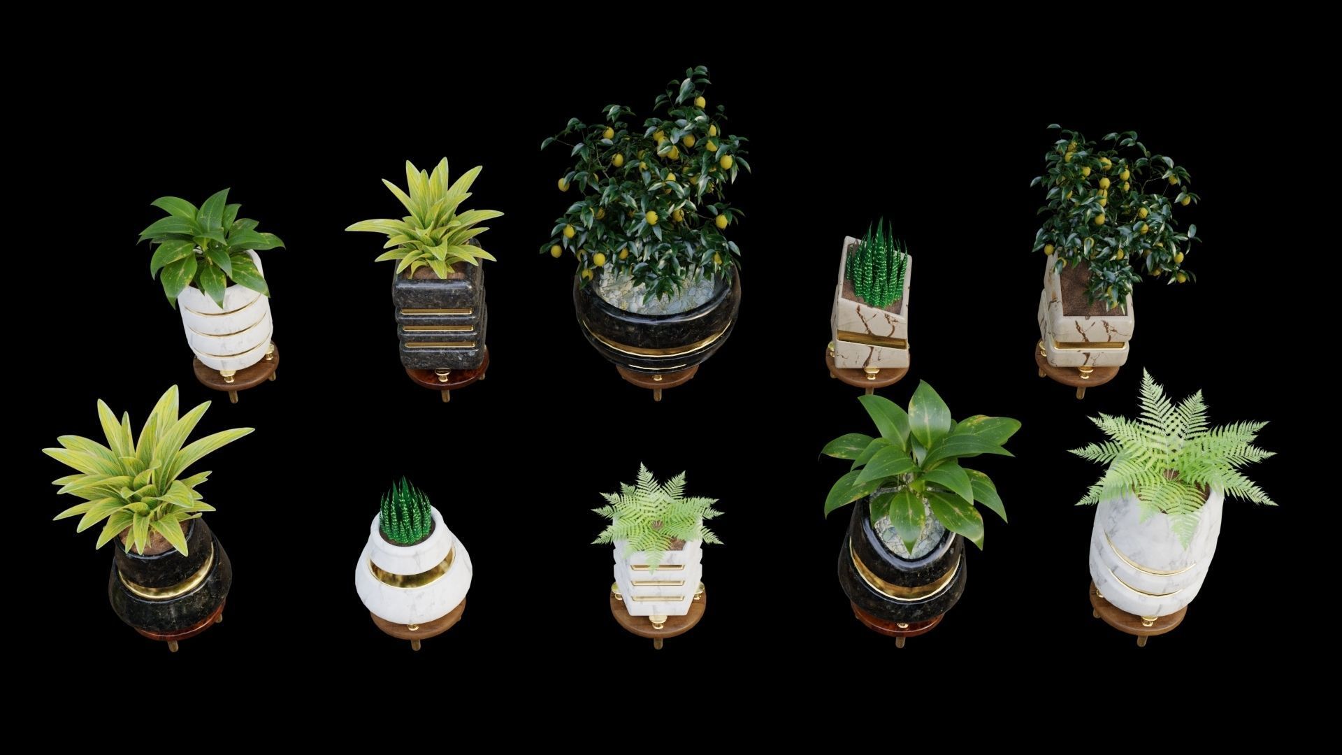 Modern Pots Pack Low-poly 3D model_22