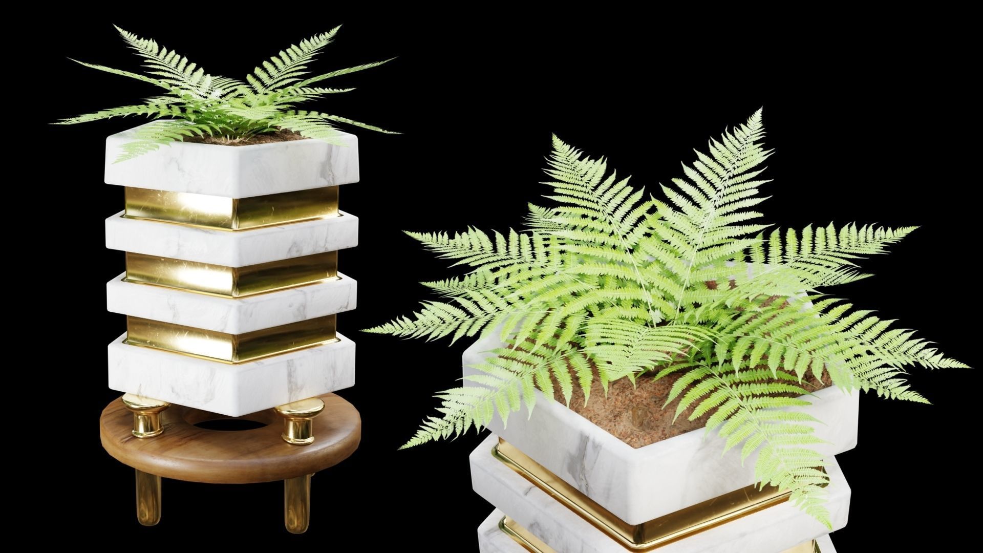 Modern Pots Pack Low-poly 3D model_14