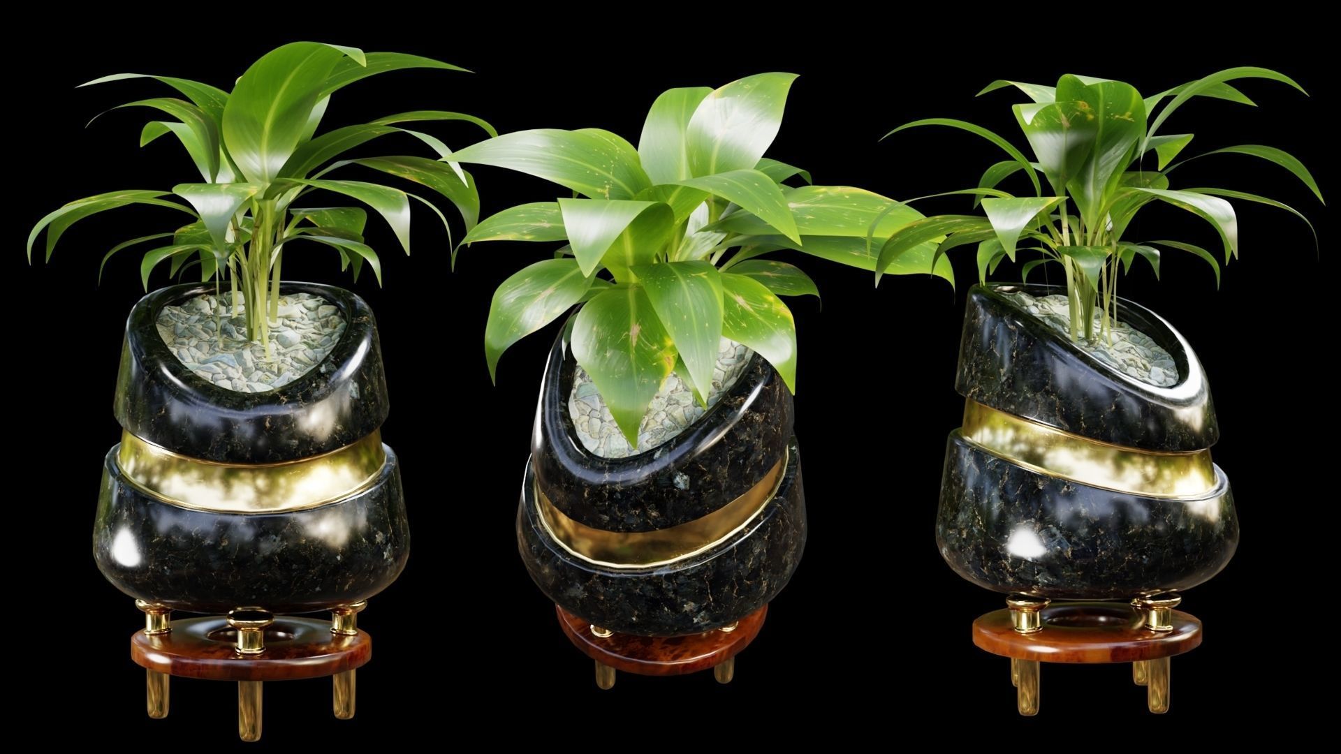 Modern Pots Pack Low-poly 3D model_4