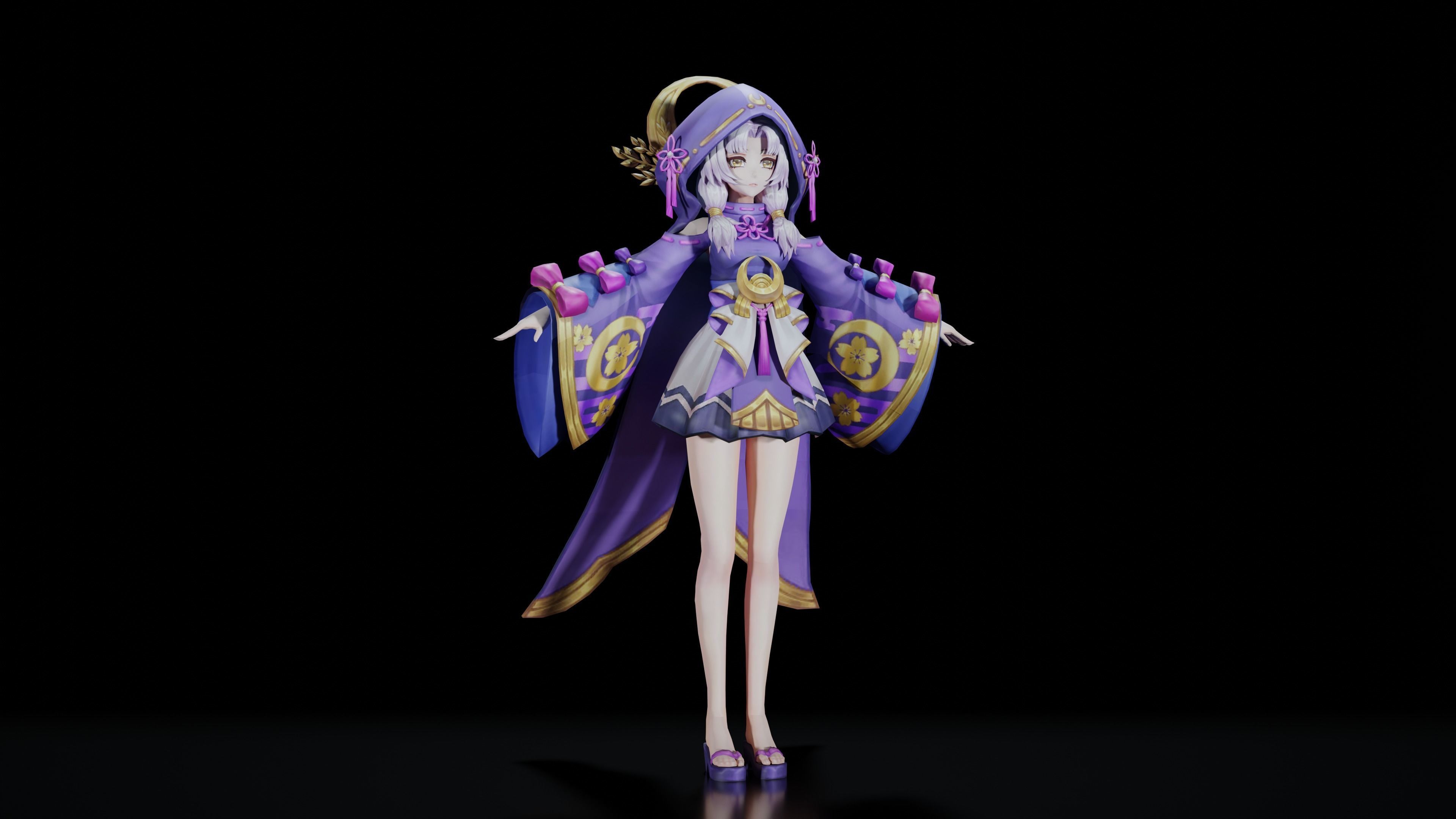 Anime Girl Character 3D model_2