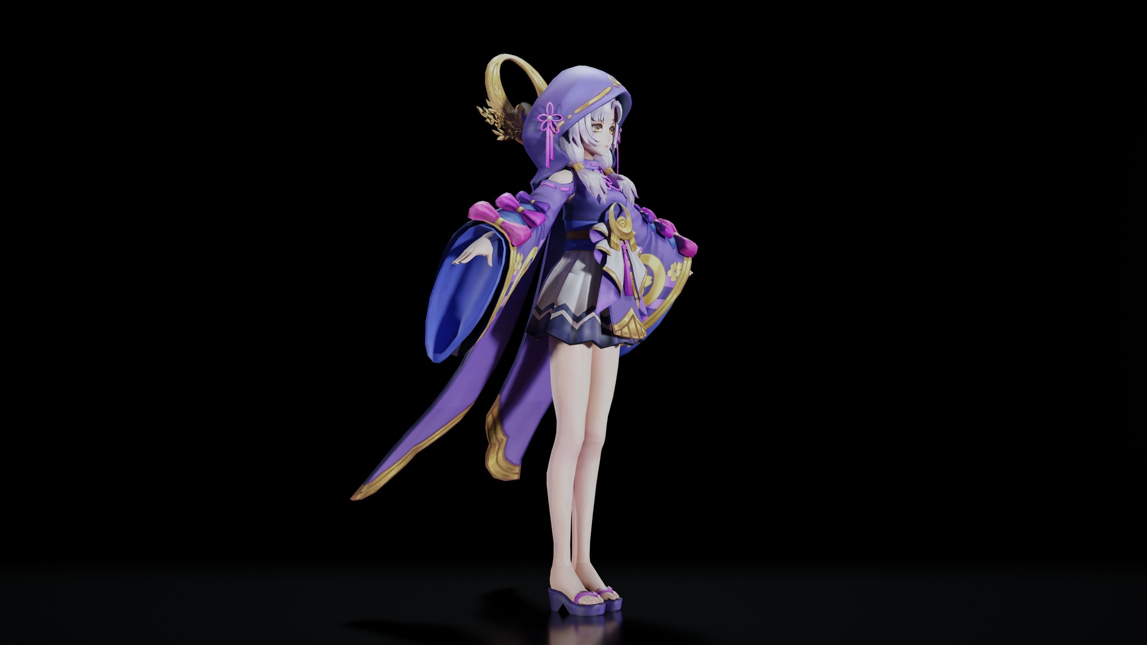 Anime Girl Character 3D model_4