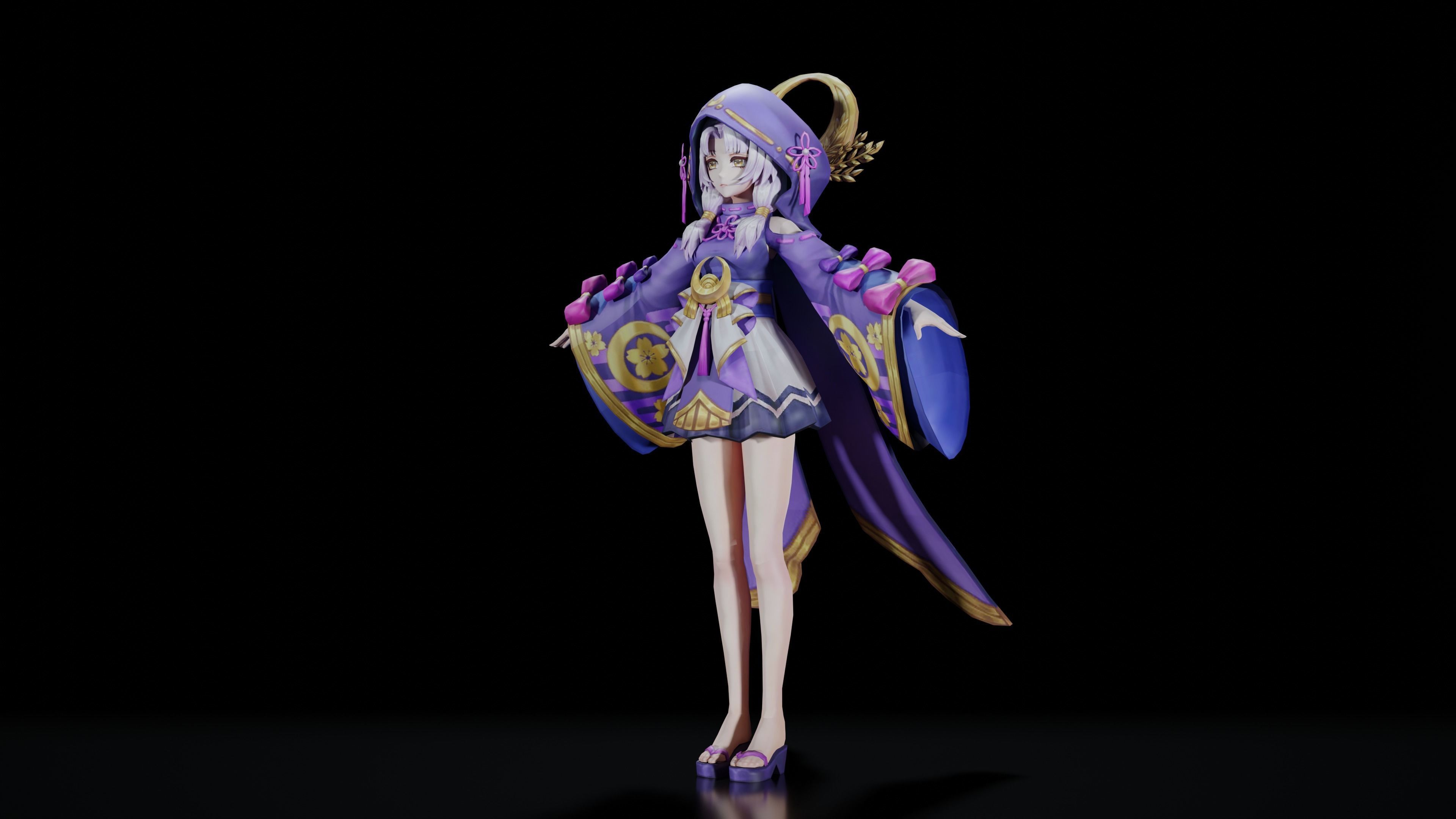 Anime Girl Character 3D model_19