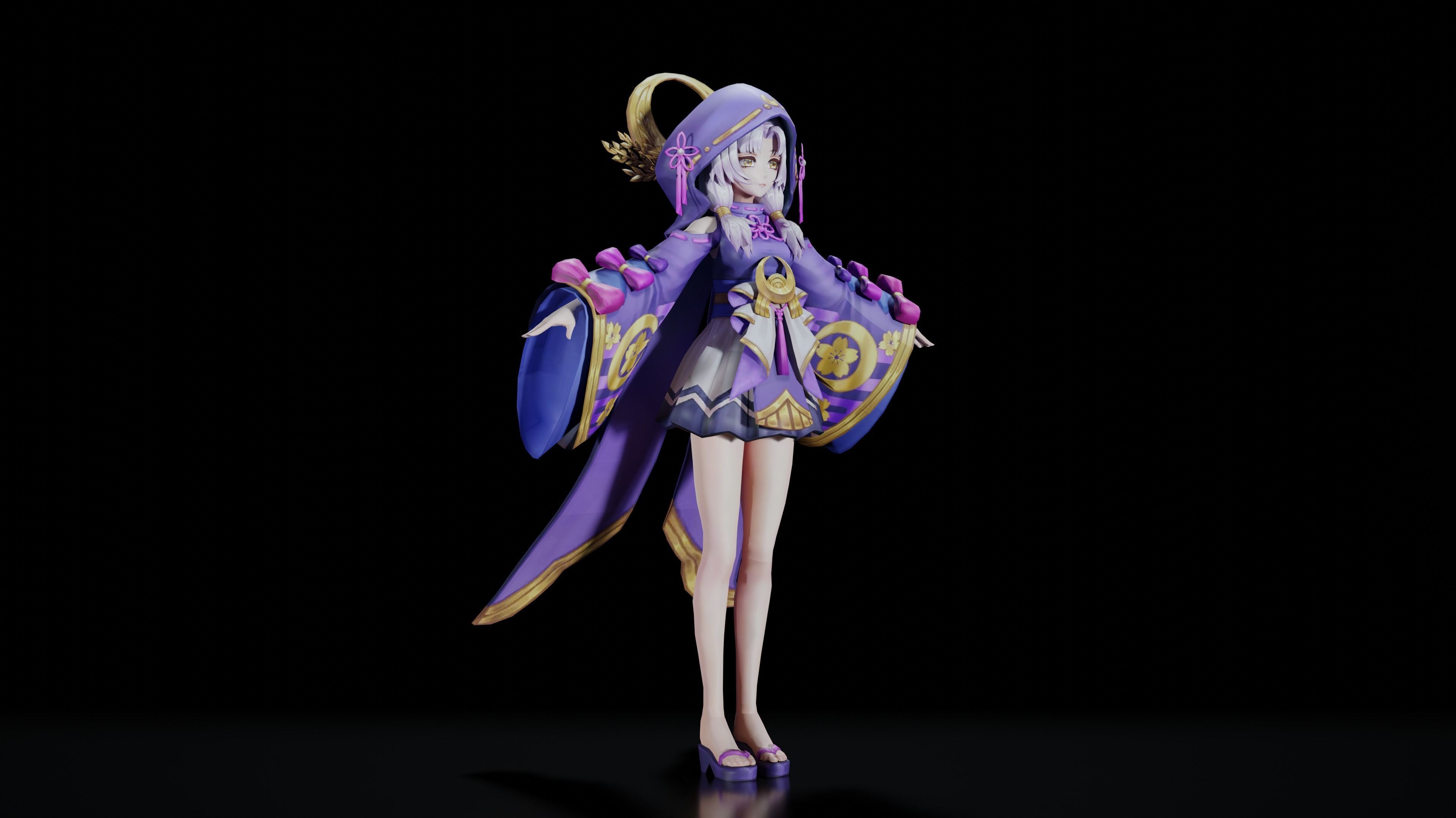 Anime Girl Character 3D model_3
