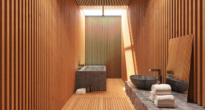 Spa Sauna Outdoor Bathroom 3D model