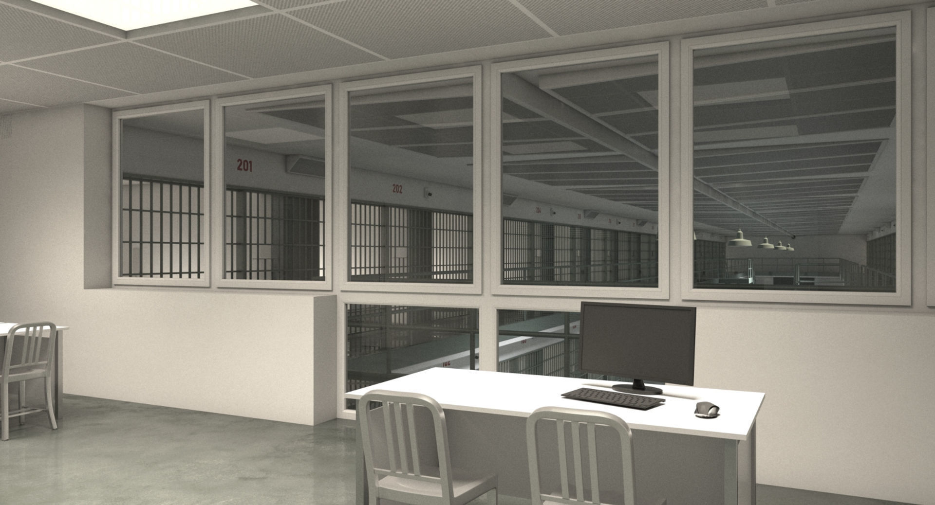 Prison Cell Block 003 3D model_9