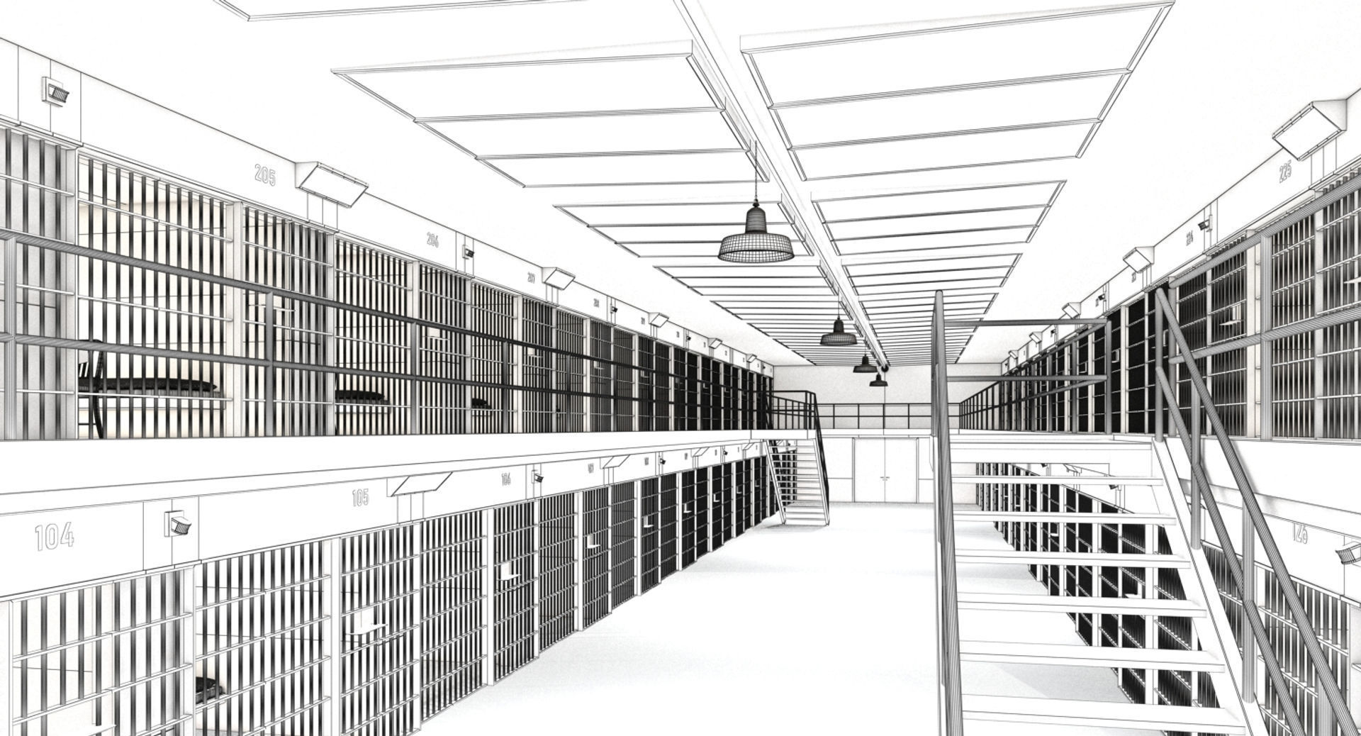 Prison Cell Block 003 3D model_4