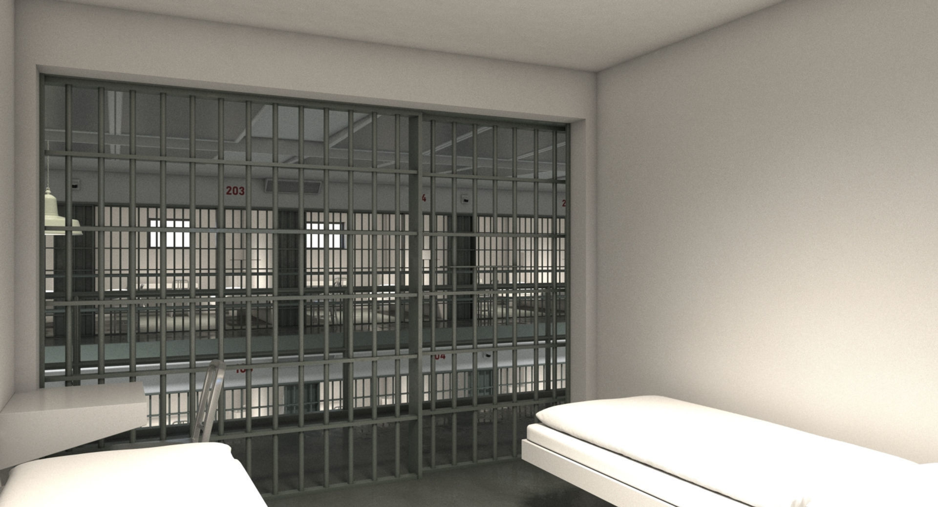 Prison Cell Block 003 3D model_7
