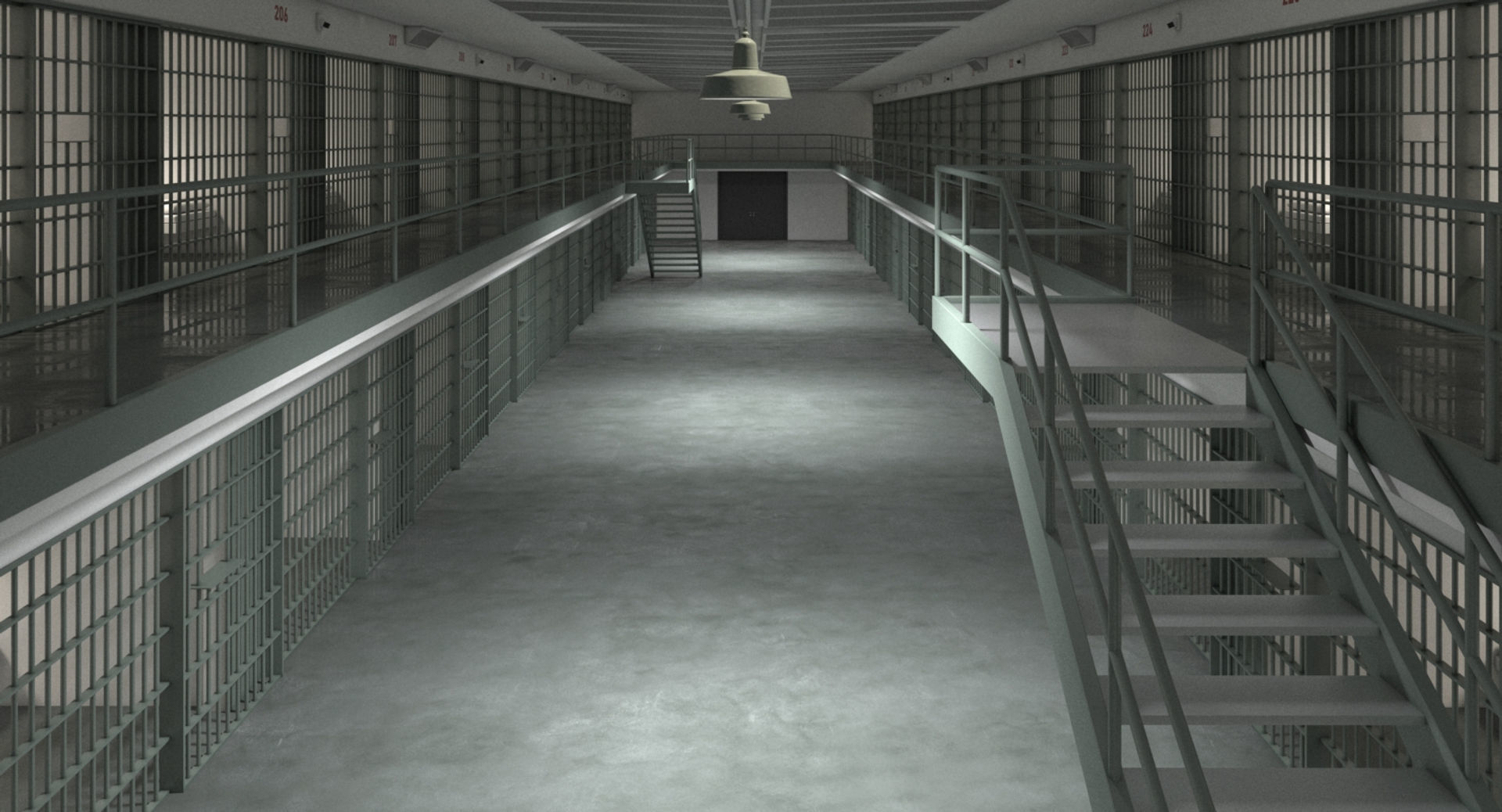 Prison Cell Block 003 3D model_10
